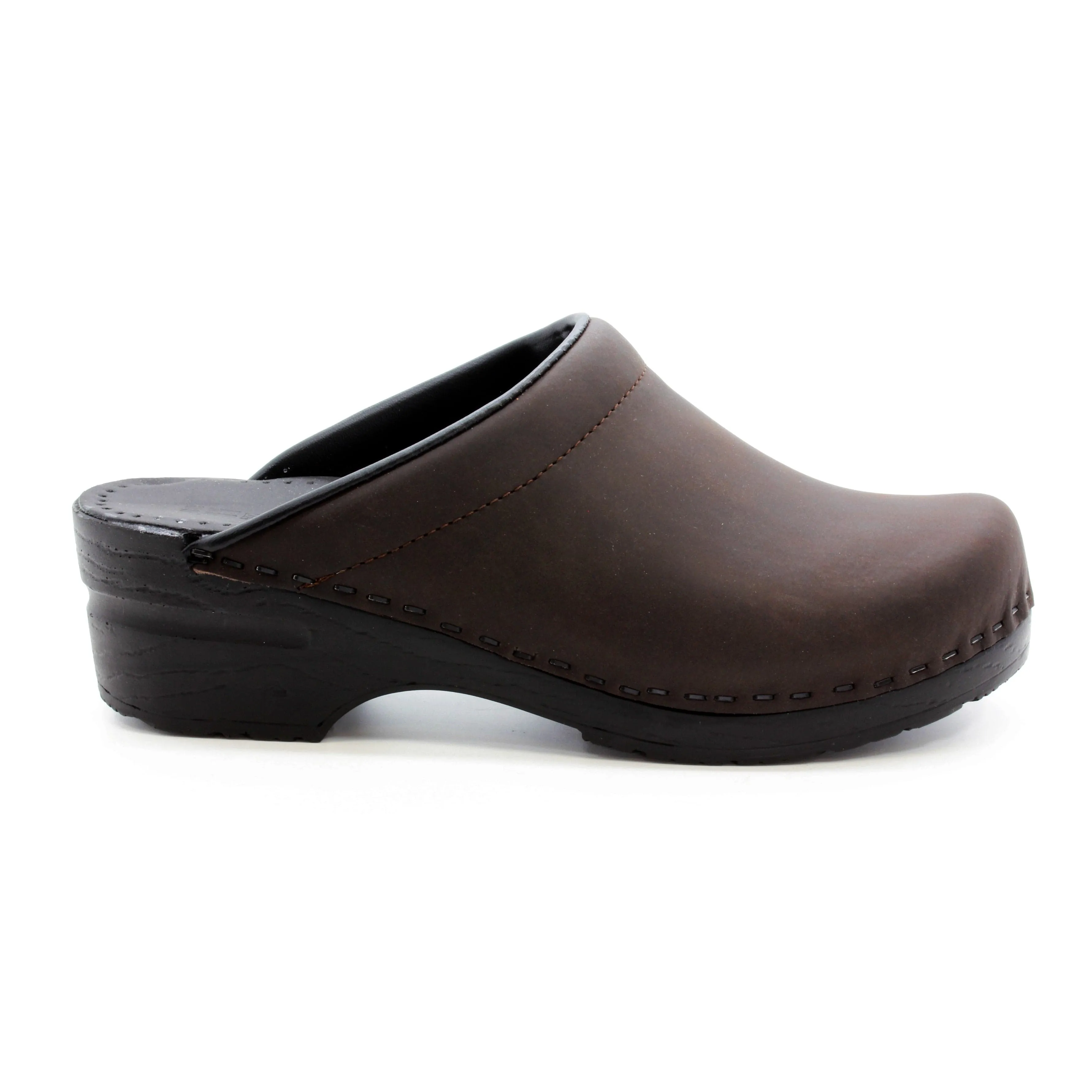 BJORK SARA OPEN BACK Oiled Leather Clogs