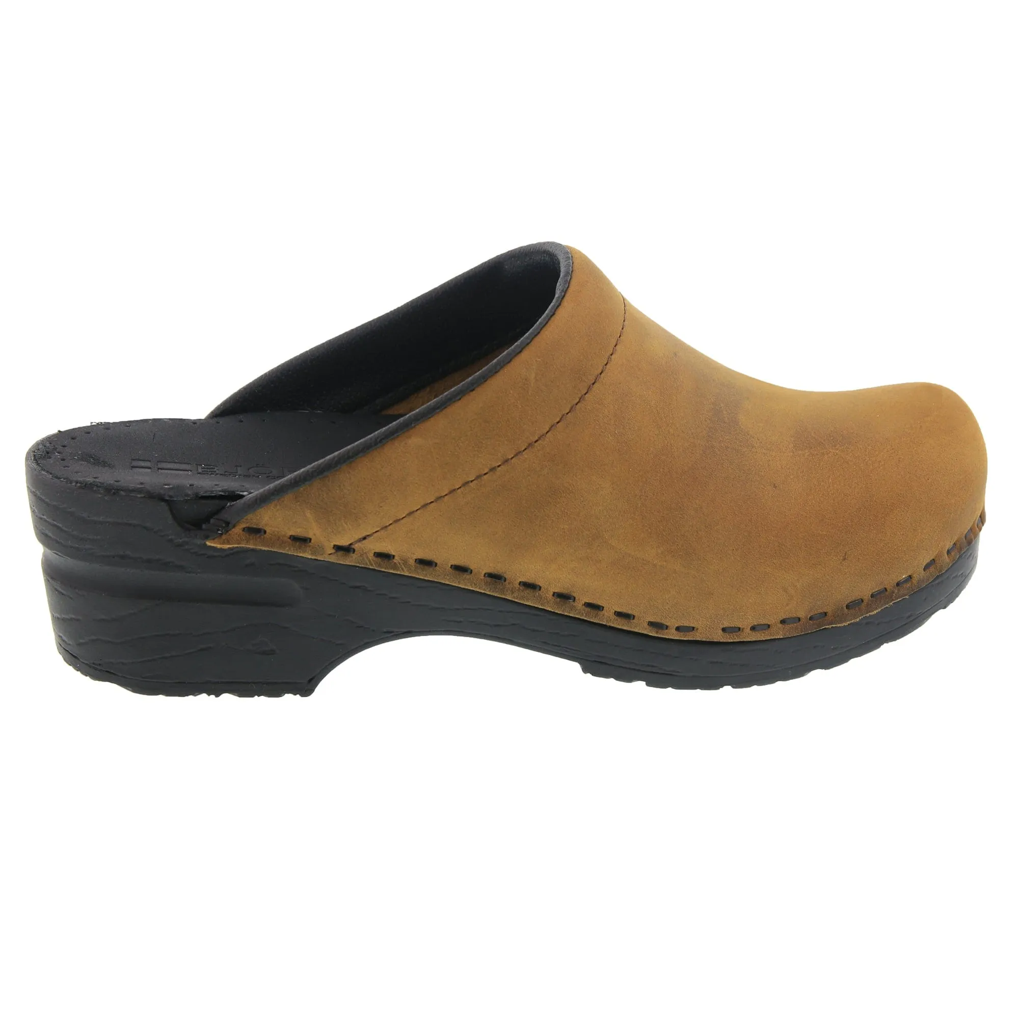 BJORK SARA OPEN BACK Oiled Leather Clogs