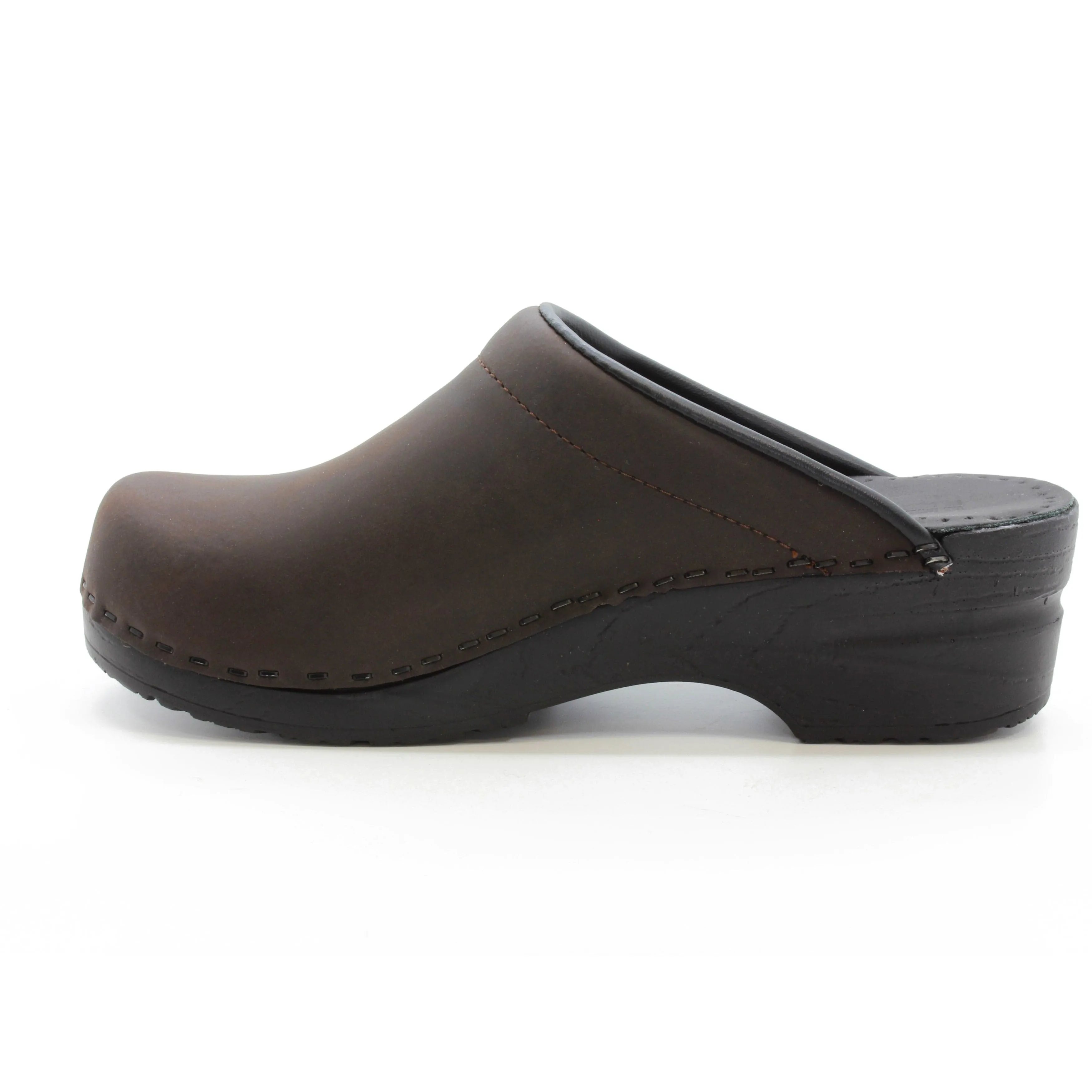 BJORK SARA OPEN BACK Oiled Leather Clogs