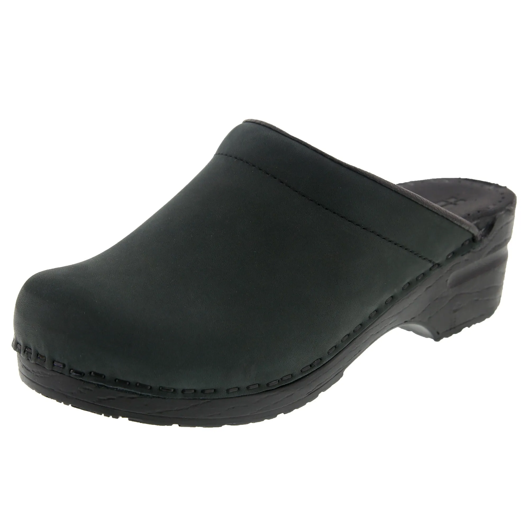 BJORK SARA OPEN BACK Oiled Leather Clogs