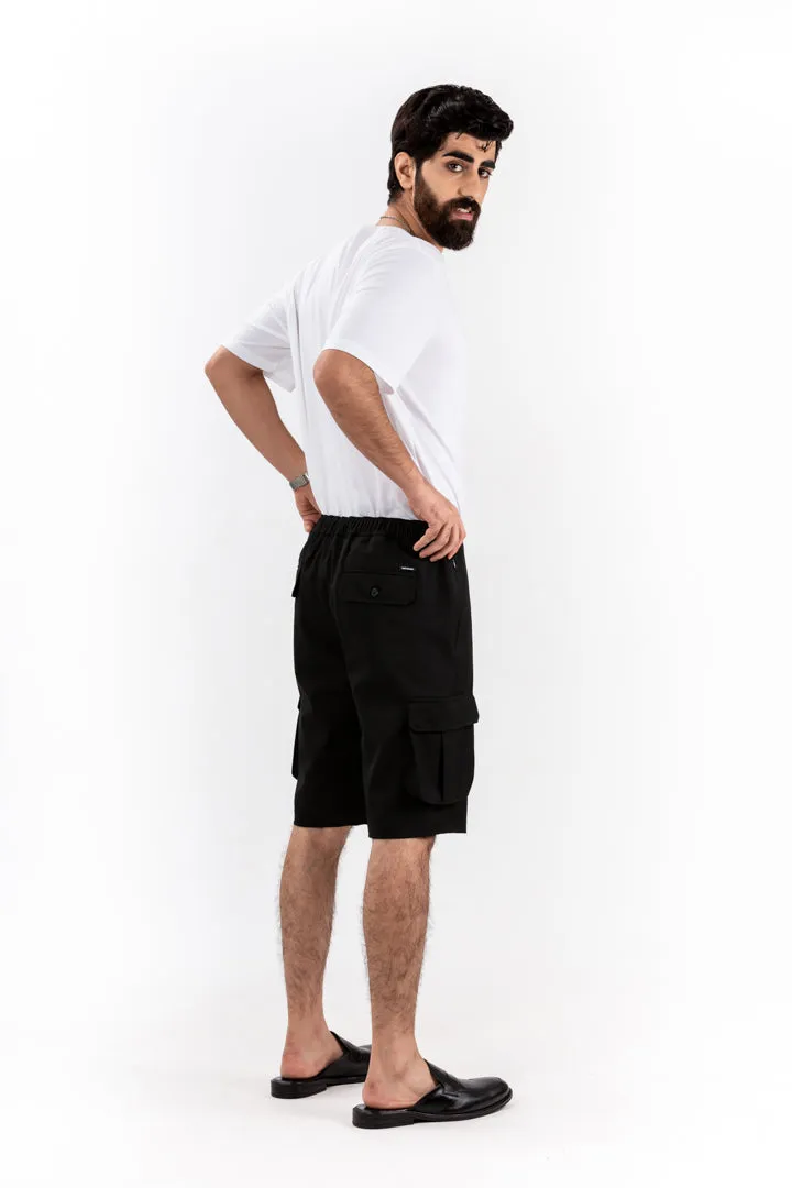 Black All Weather Stretch Cargo Shorts