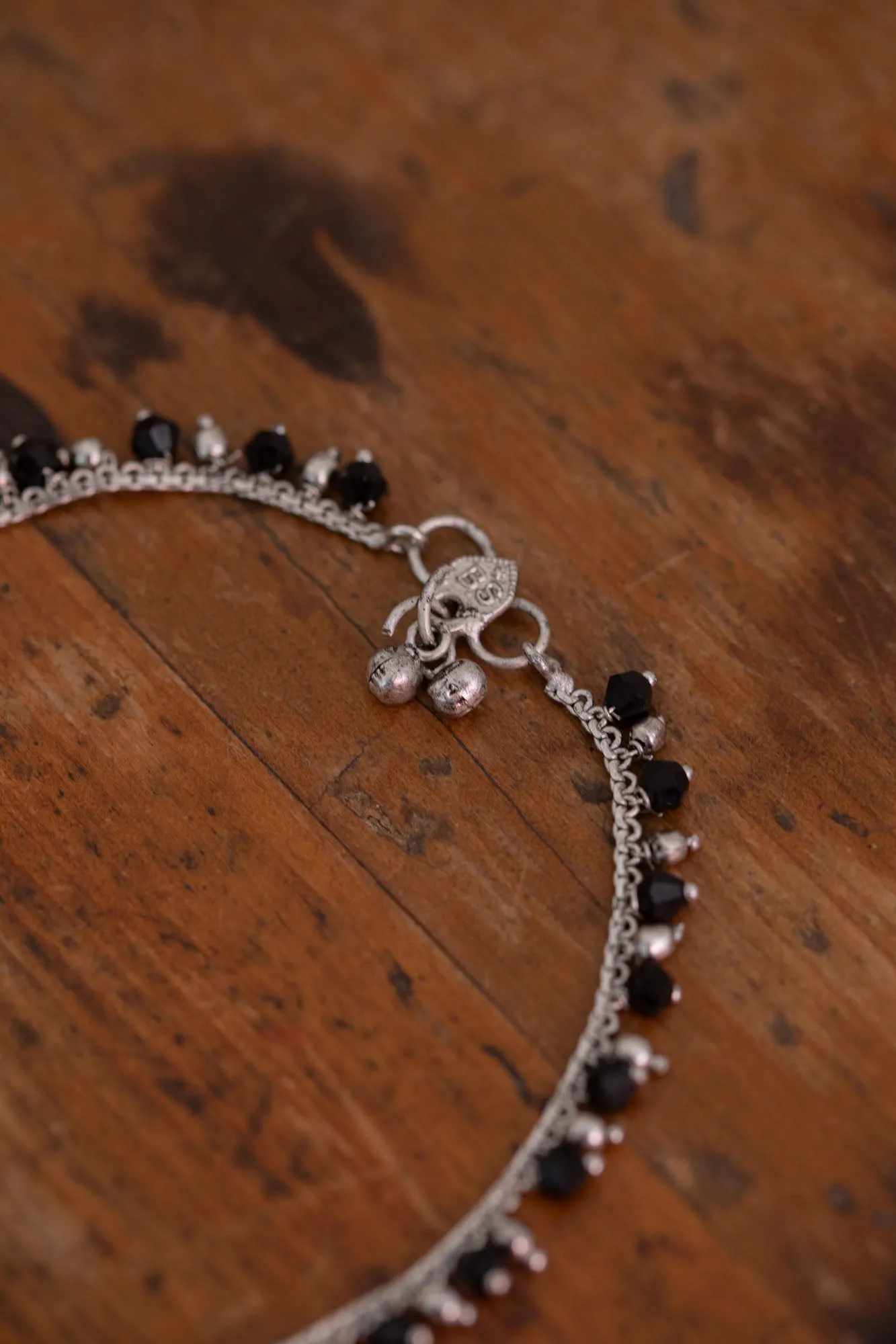 Black Beaded Anklet