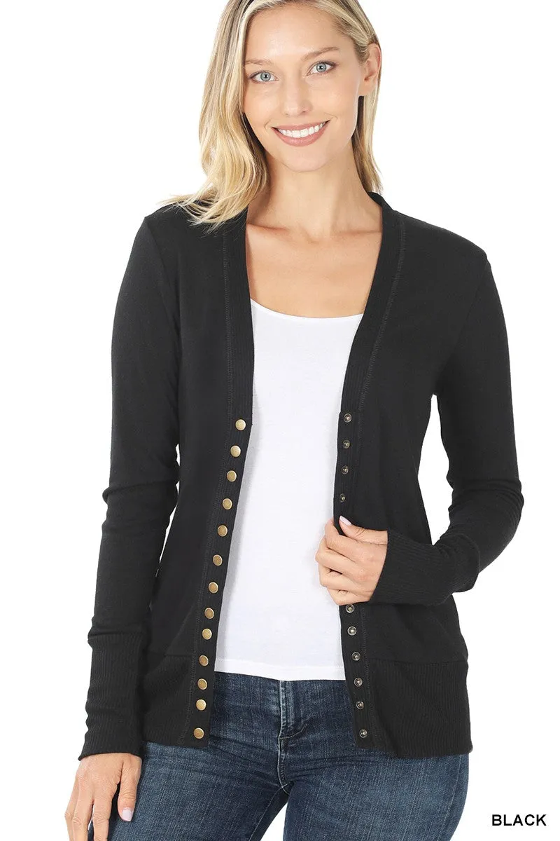 Black Button Statement Cardigan