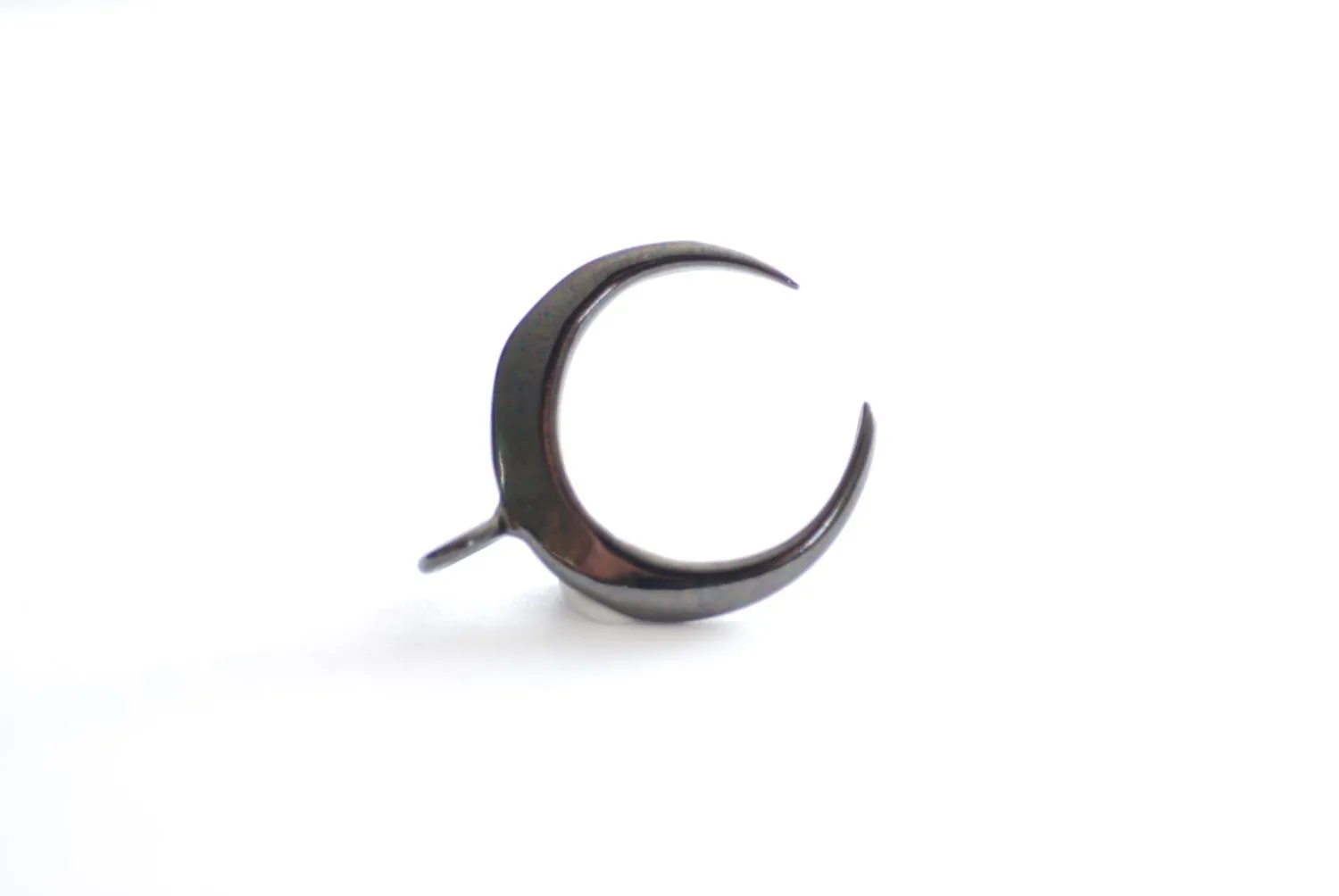 Black Vermeil Wholesale Gold Crescent Moon Charm- oxidized sterling silver half moon charm pendant, Glossy Gold Crescent Moon Gold Tusk Charm, 1