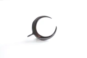 Black Vermeil Wholesale Gold Crescent Moon Charm- oxidized sterling silver half moon charm pendant, Glossy Gold Crescent Moon Gold Tusk Charm, 1