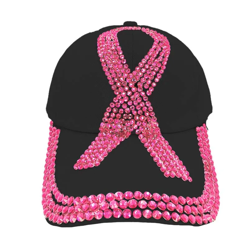 Bling Pink Ribbon Baseball Cap