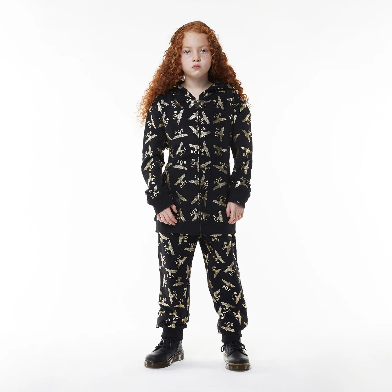 BOY EAGLE REPEAT KIDS JOGGERS - BLACK/GOLD