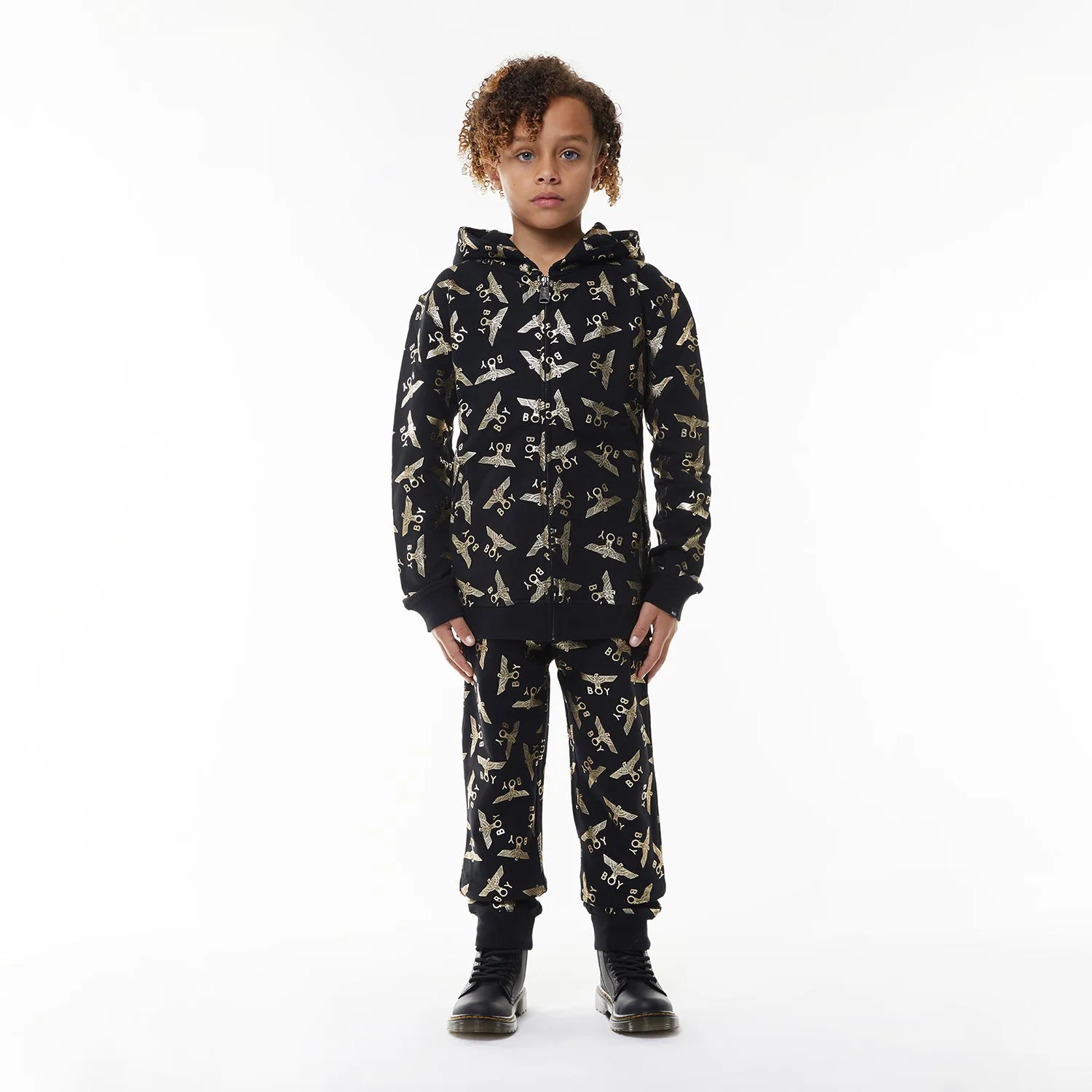 BOY EAGLE REPEAT KIDS JOGGERS - BLACK/GOLD