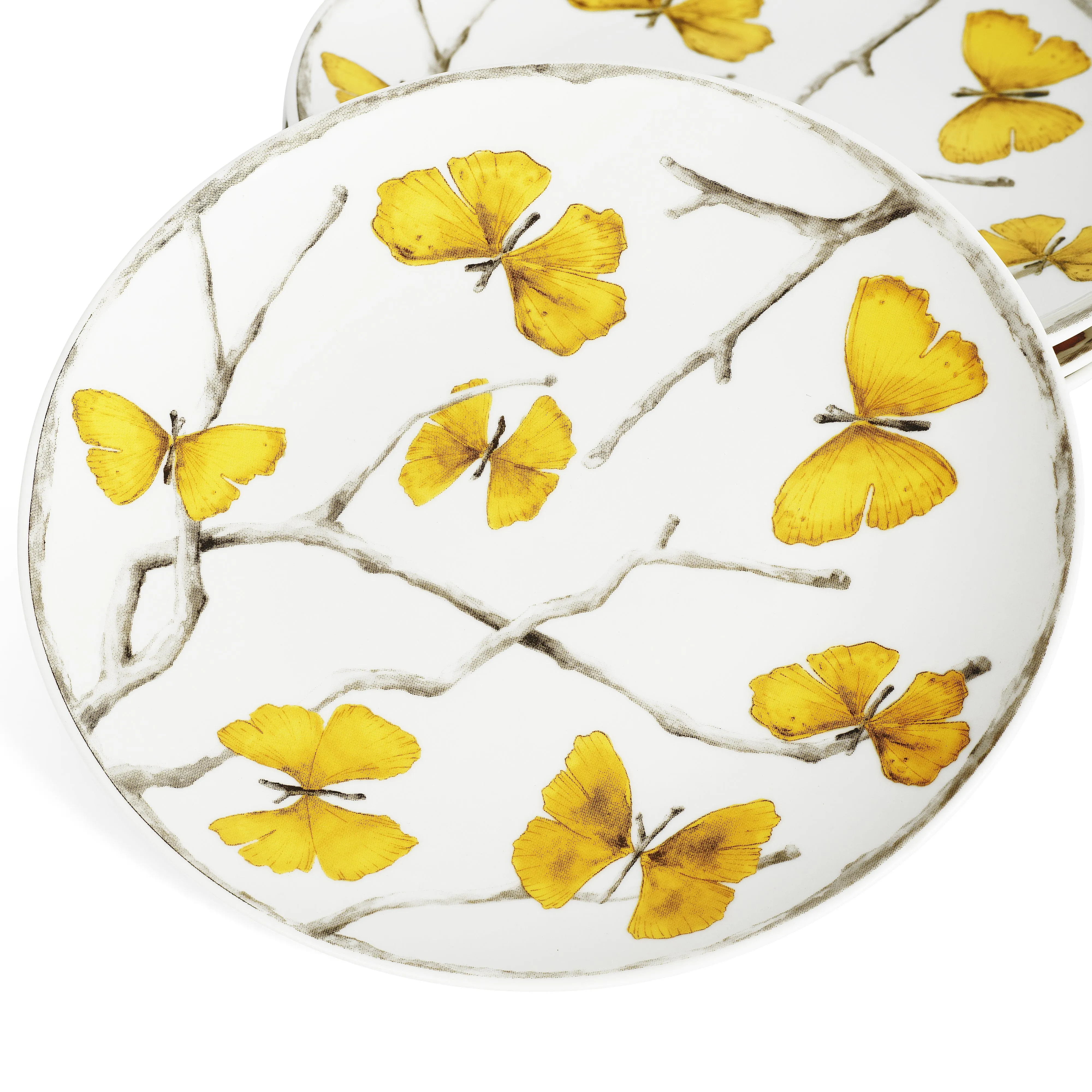 Butterfly Ginkgo Gold Tidbit Plate Set