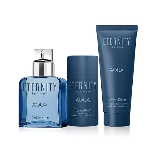 Calvin Klein Eternity Aqua 3pc Gift Set EDT 3.3 oz 100 ml Men