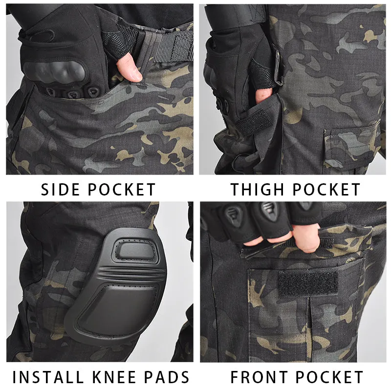 Camouflage with Pads Hunting Multi Pockets Men's Cargo Pants