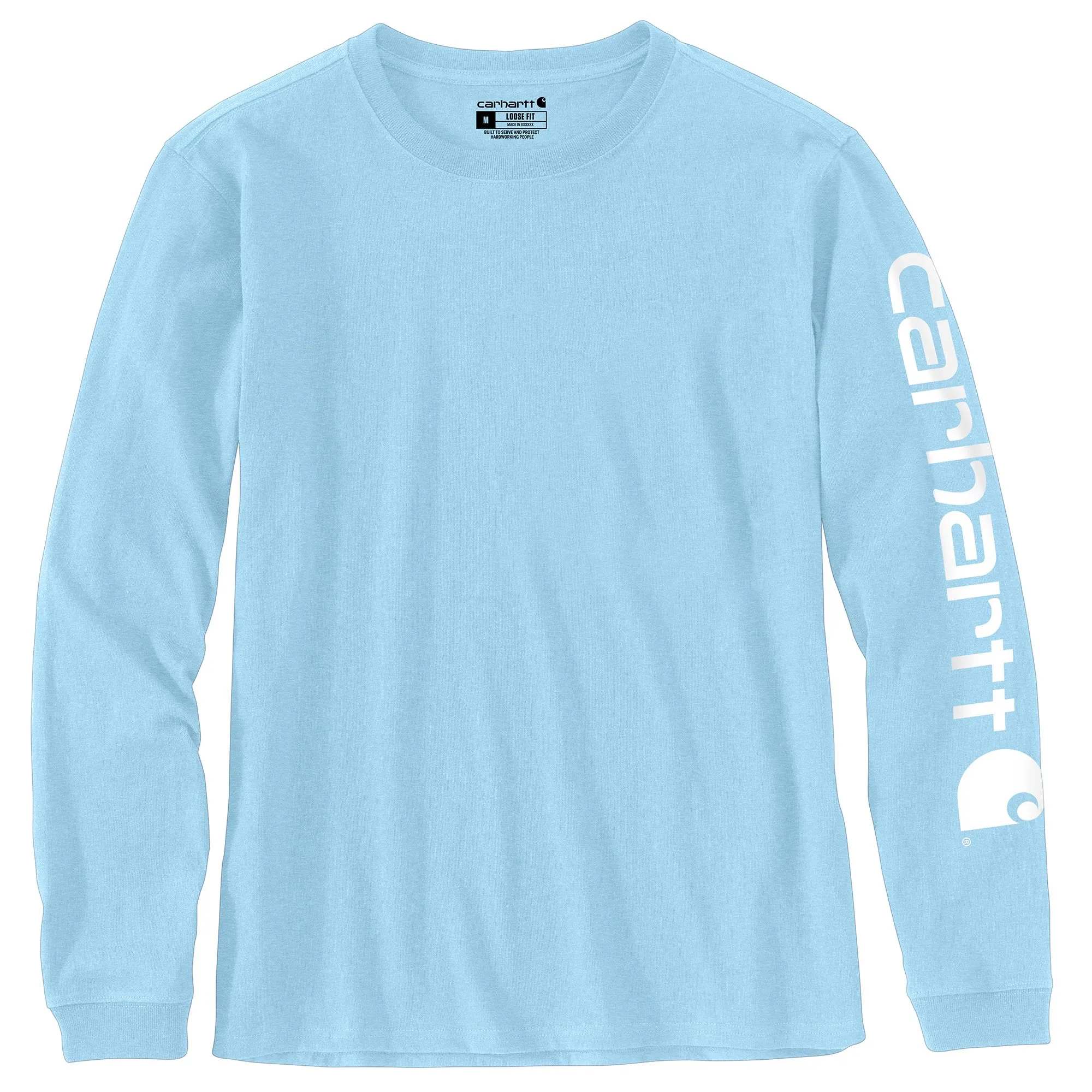 Carhartt Women's Heavyweight Long Sleeve Logo T-Shirt_Powder Blue