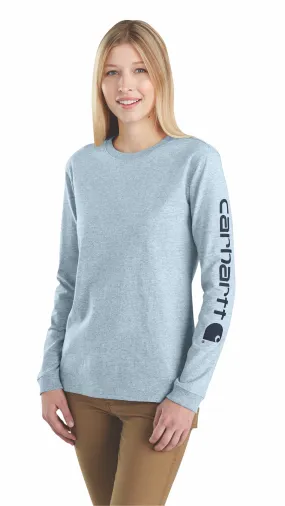 Carhartt Women's Heavyweight Long Sleeve Logo T-Shirt_Soft Blue Heather