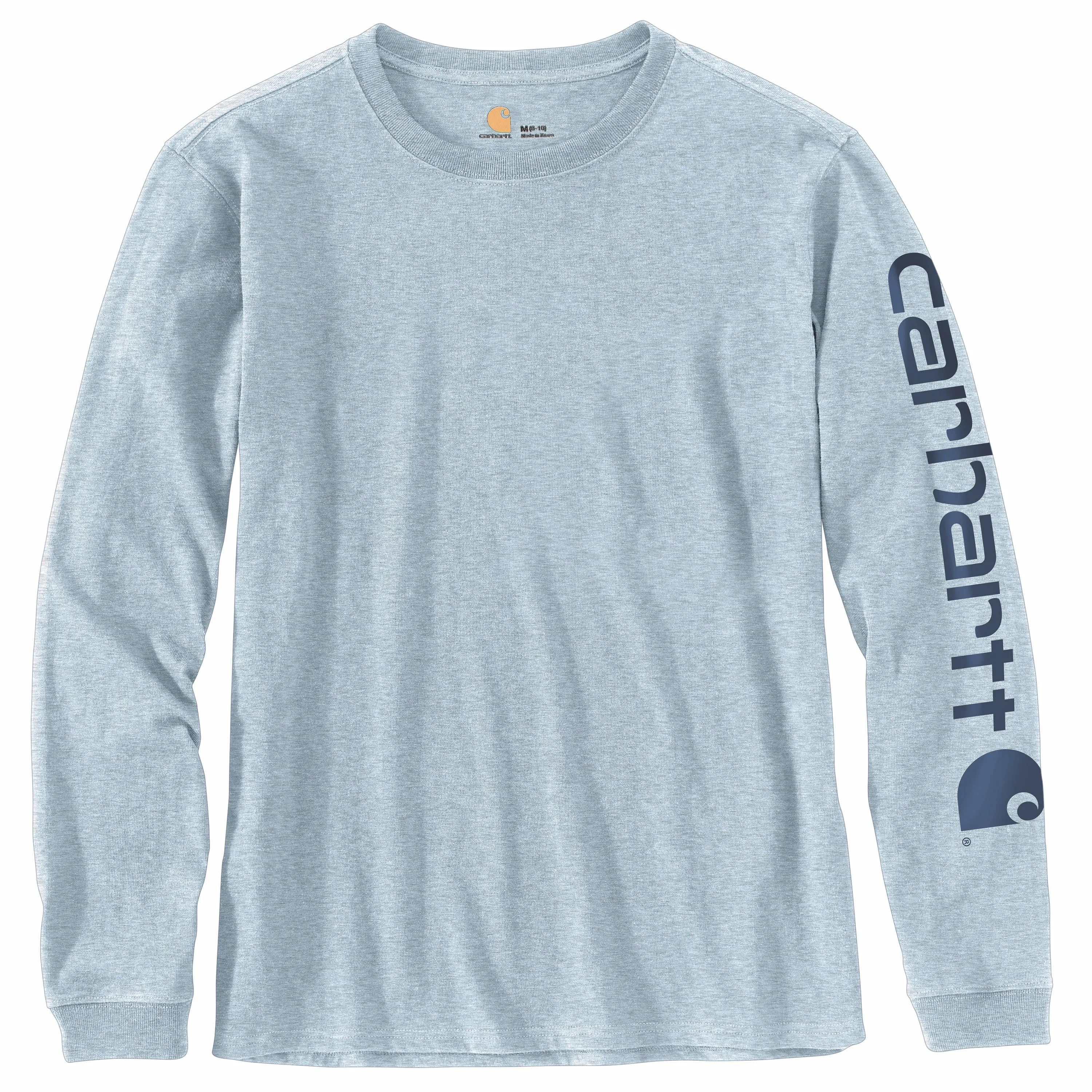 Carhartt Women's Heavyweight Long Sleeve Logo T-Shirt_Soft Blue Heather