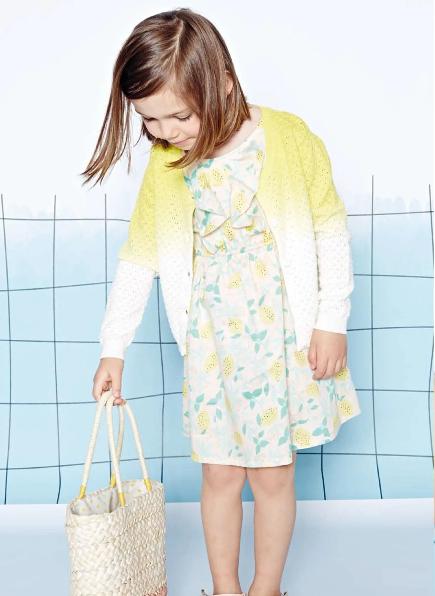 Carrement Beau Girls Lime Print Dress