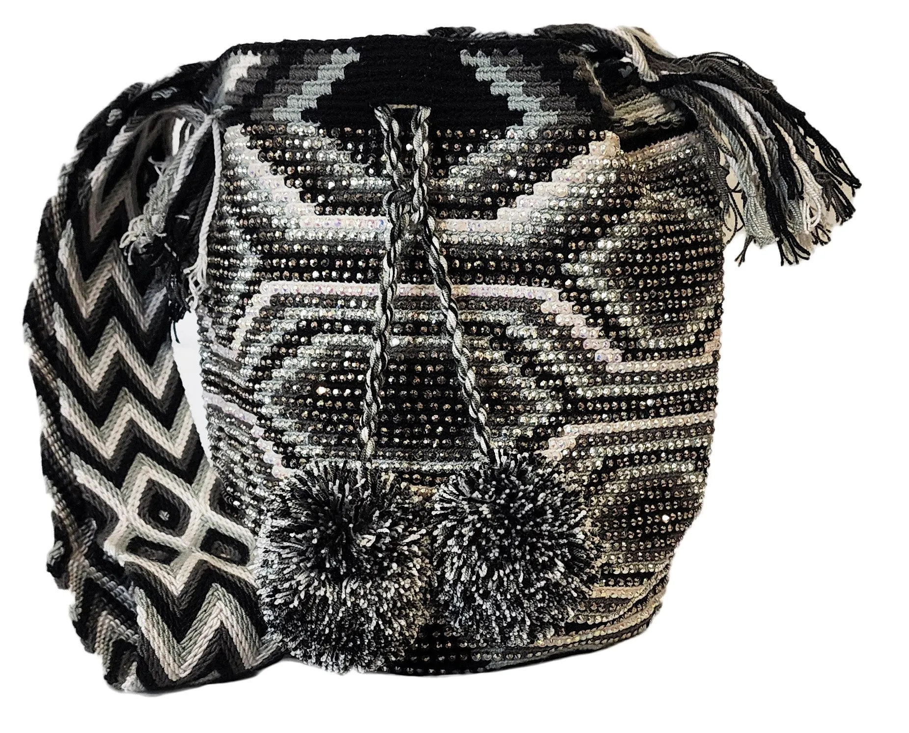 Carter Handmade Crochet Wayuu Mochila Bag with Crystals