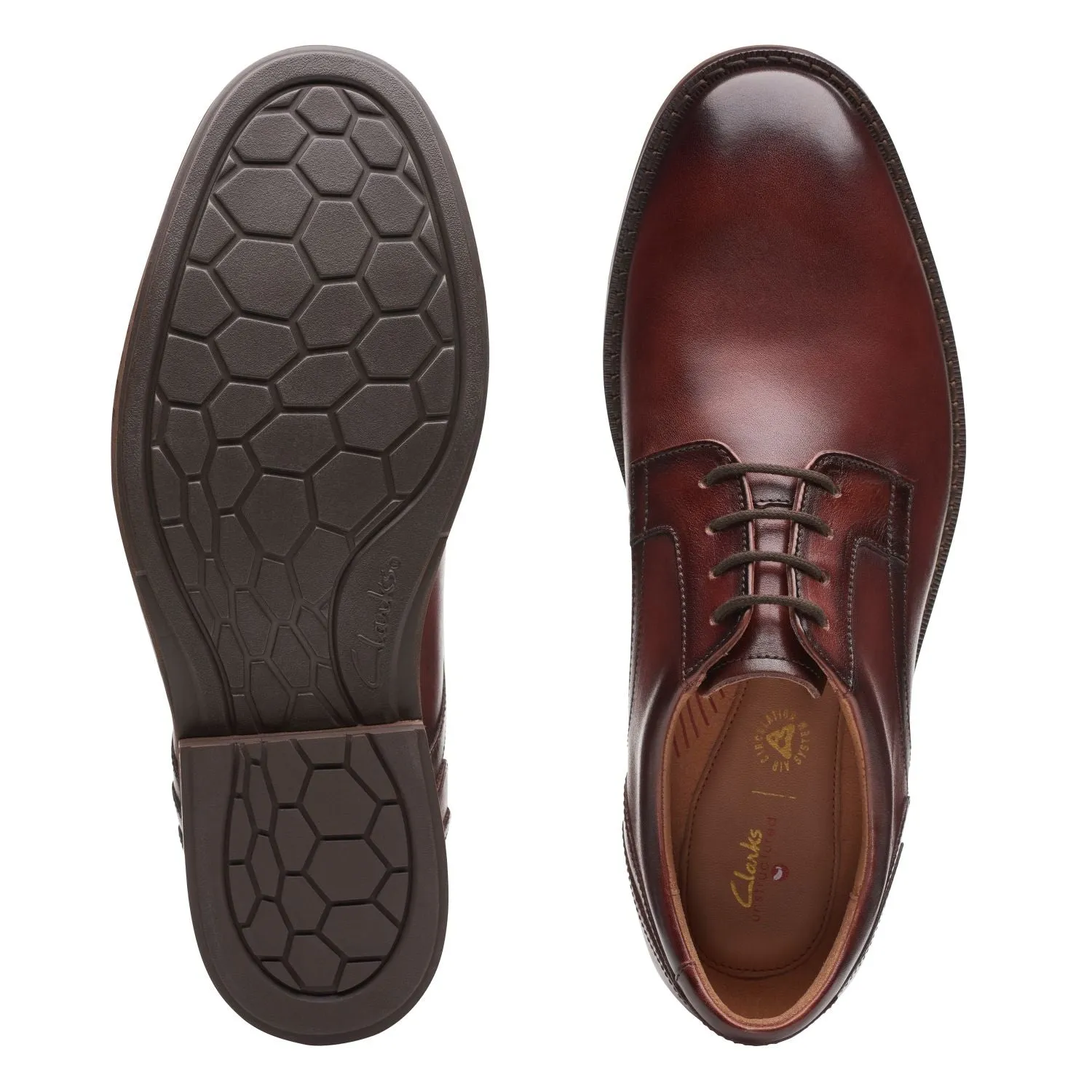 Clarks Un Hugh Lace Brown Leather - Standard Width