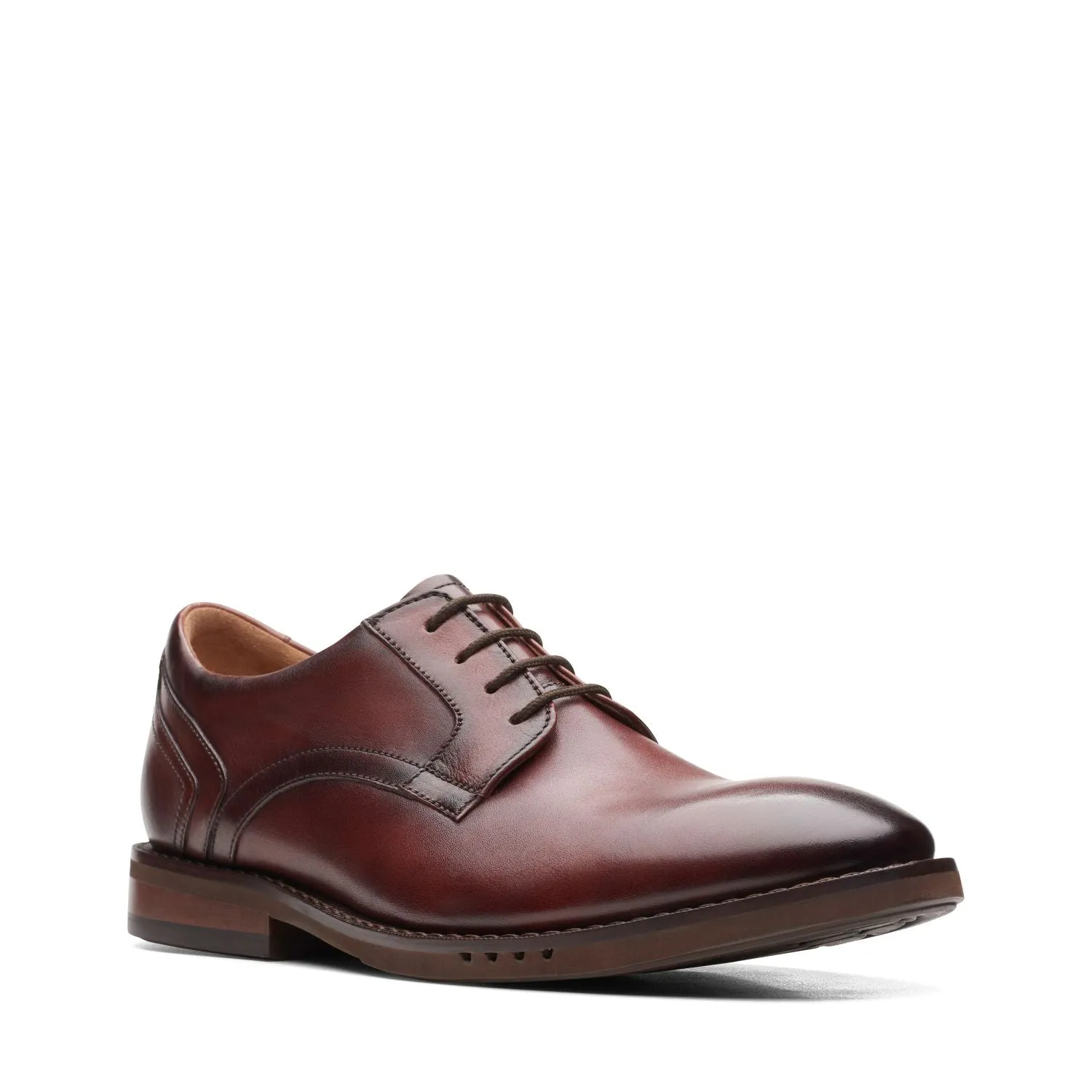 Clarks Un Hugh Lace Brown Leather - Standard Width