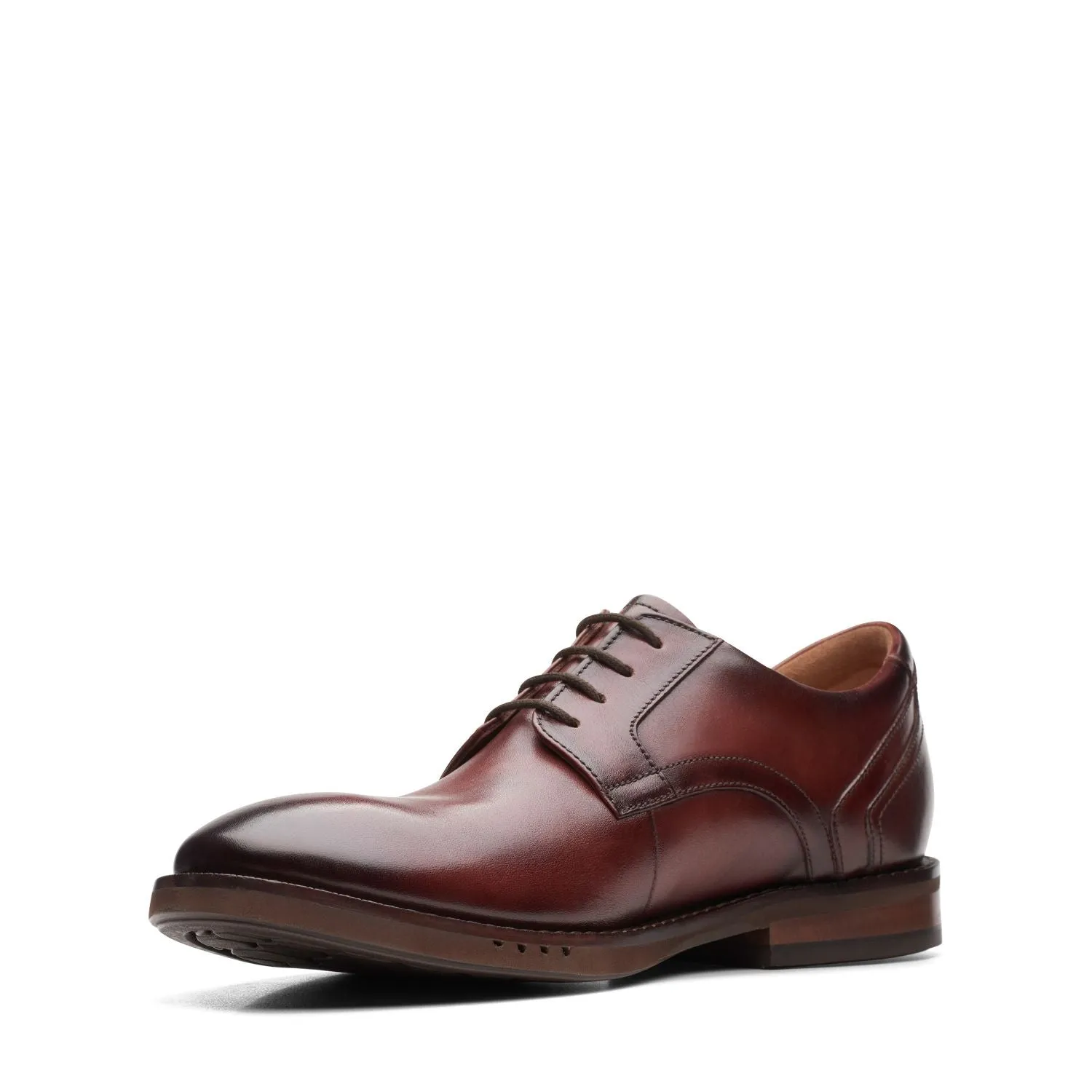 Clarks Un Hugh Lace Brown Leather - Standard Width