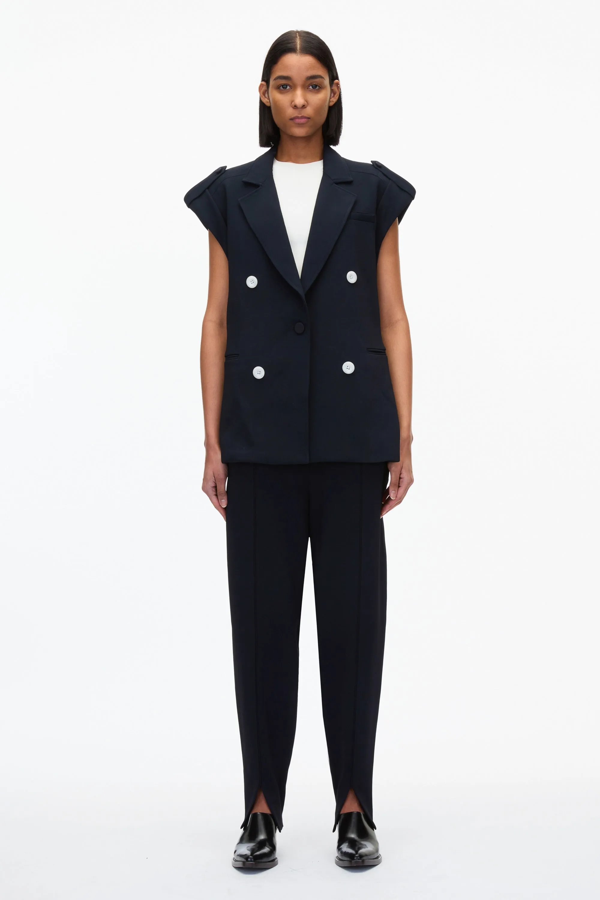 Cocoon Tailored Vest with Rolled Sleeve