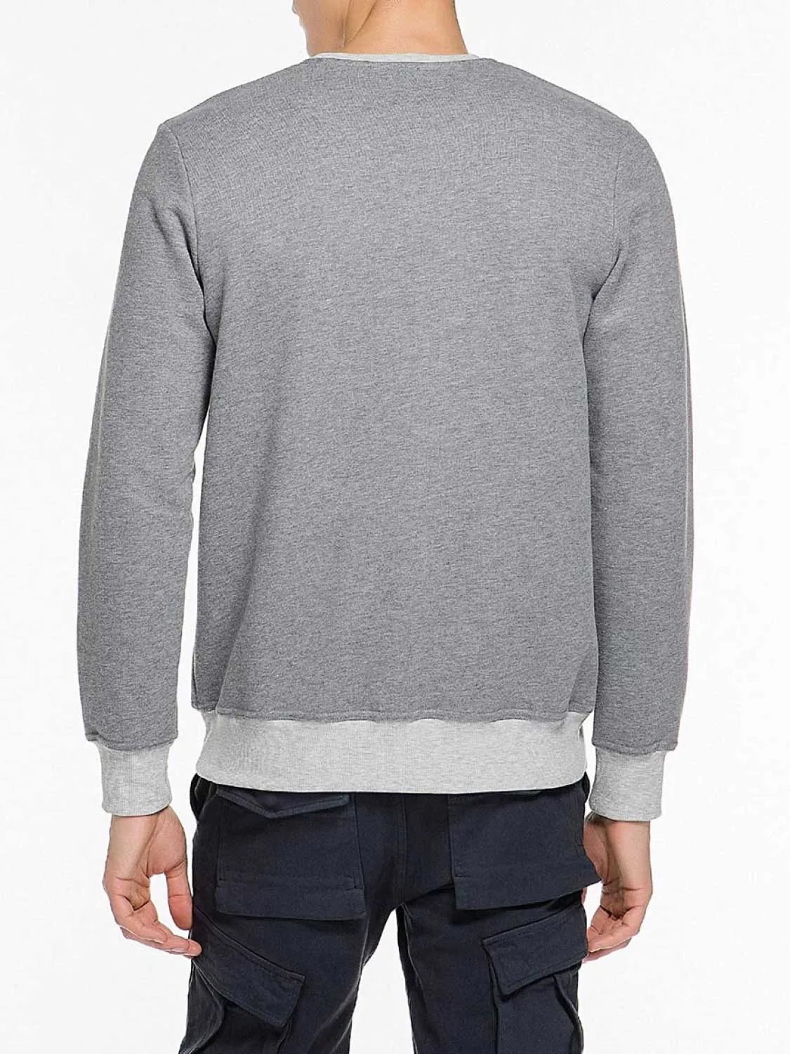 Color Block Crew Neck Sweatshirt Melange Grey