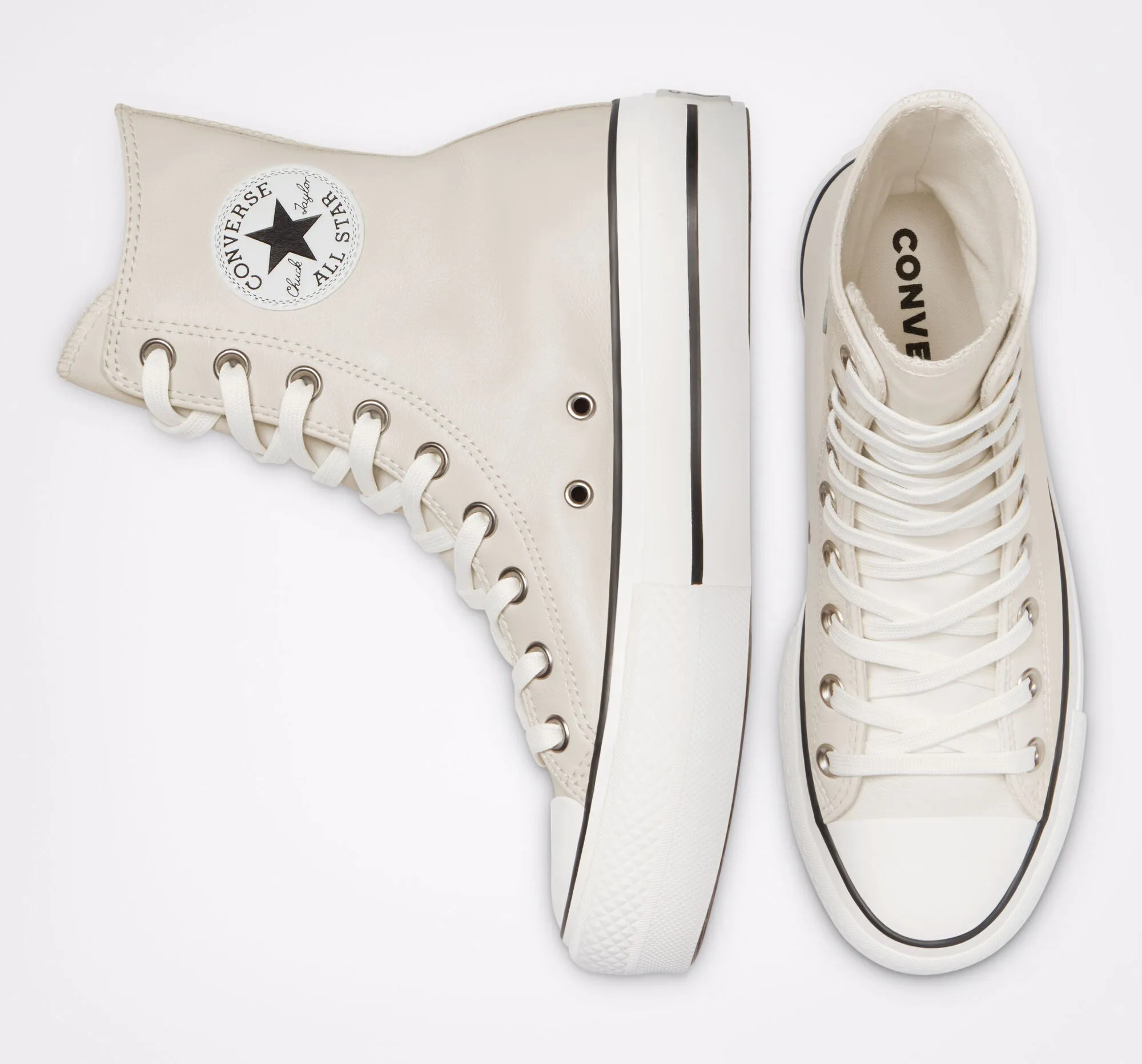 CONVERSE CHUCK PLATEAU EXTRA HIGH LIFT EGRET LEATHER