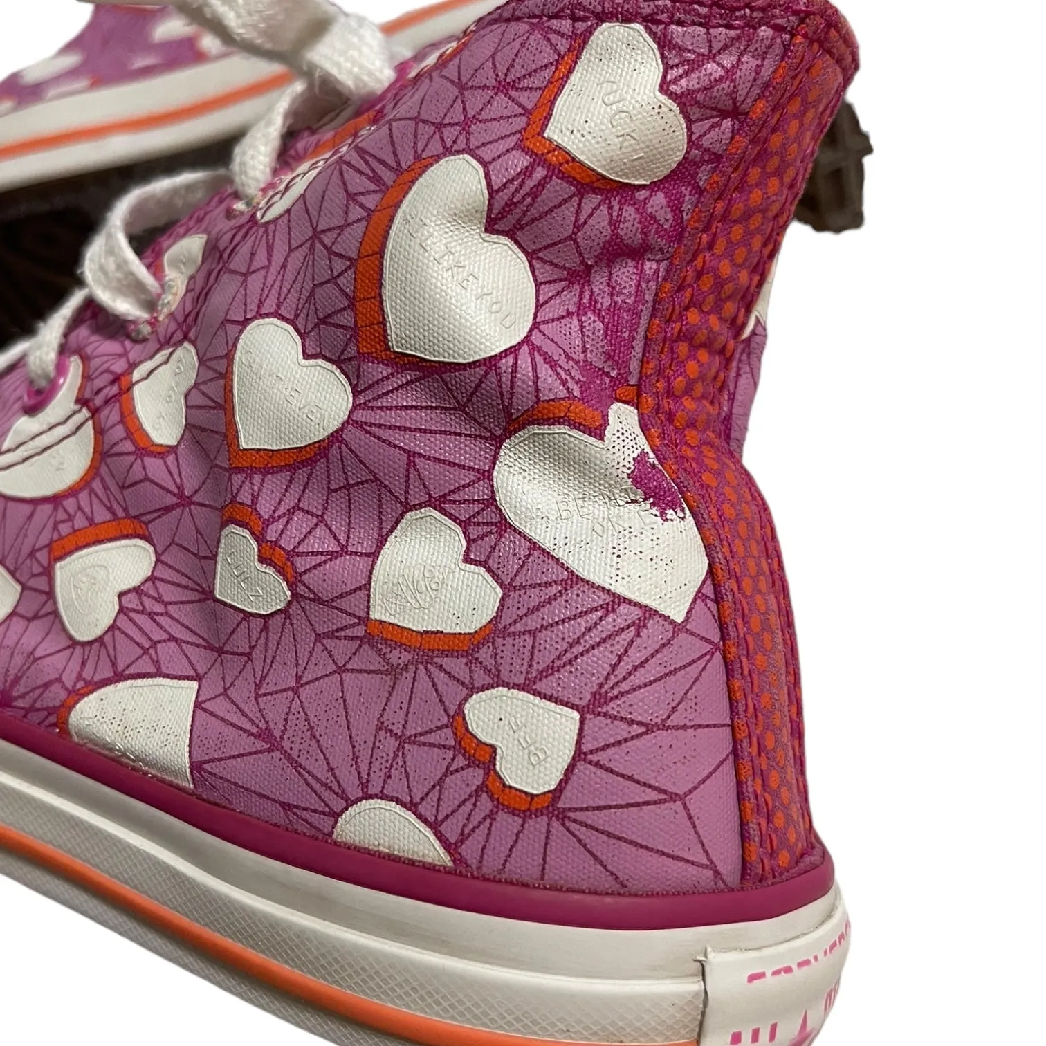 Converse Pink High Top Valentine Heart Conversations Sneakers Size 4