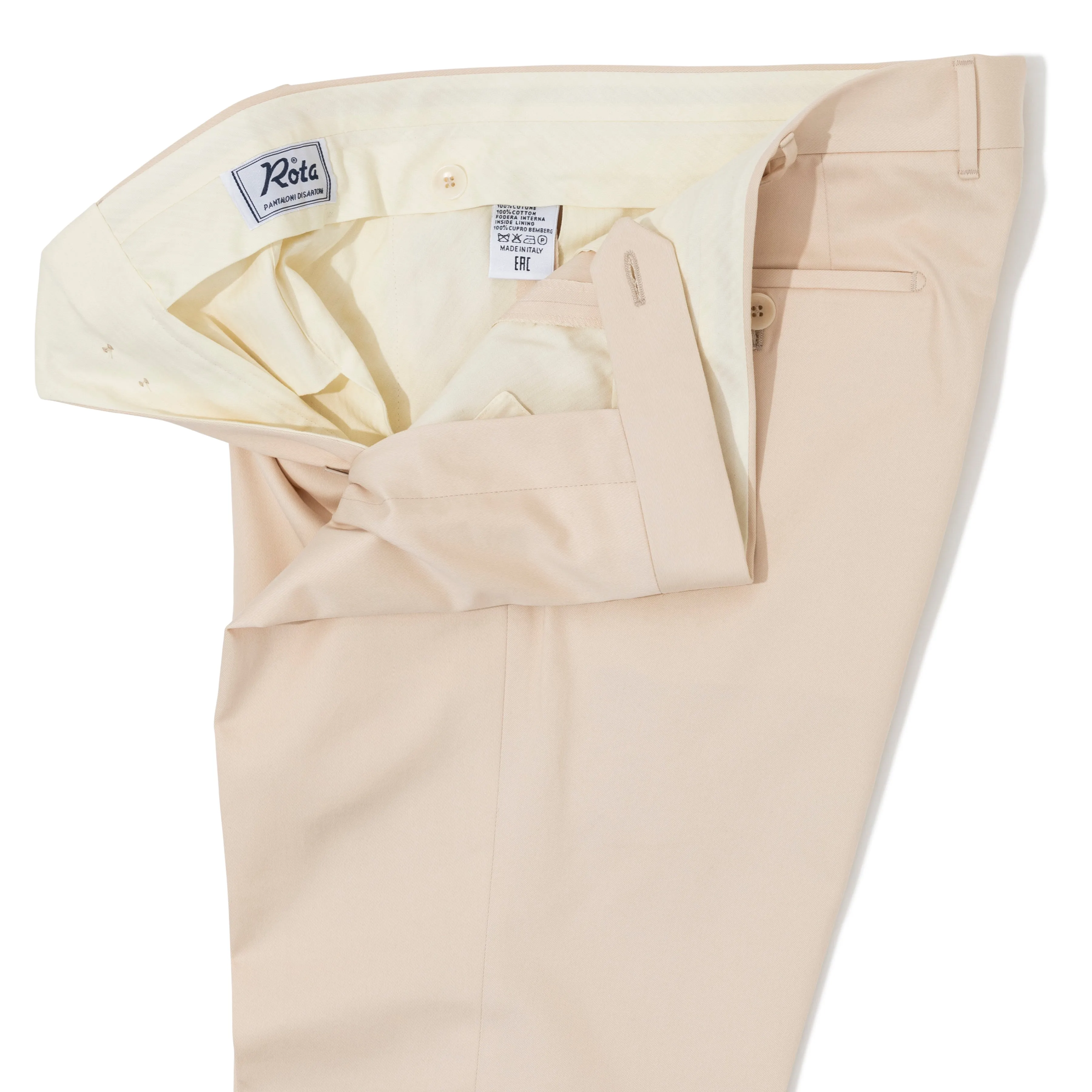 Cotton Gabardine Flat-front Trousers