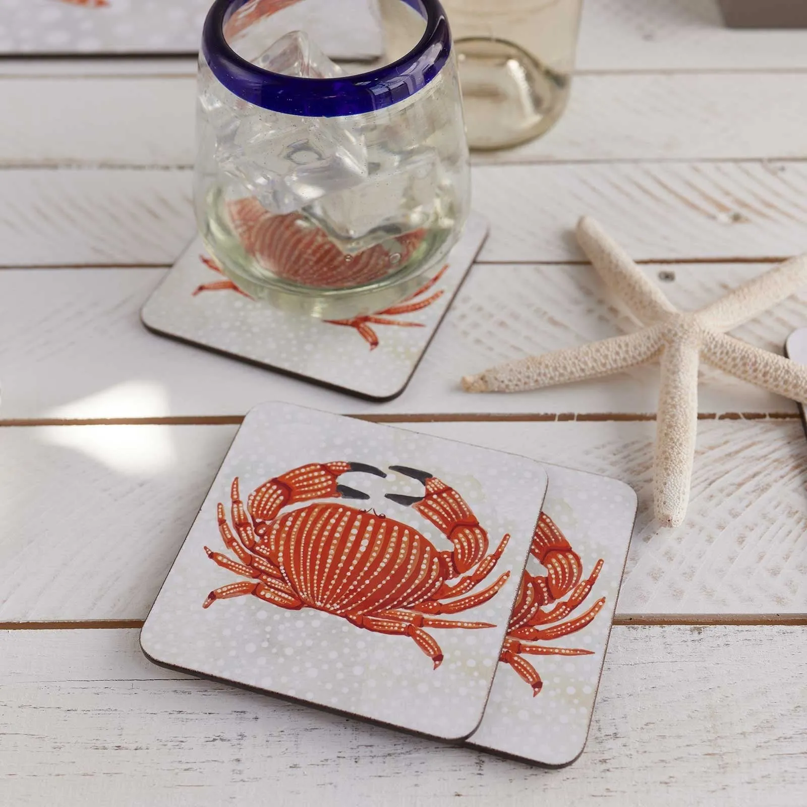 Crab Square Art Coasters - Set of 4