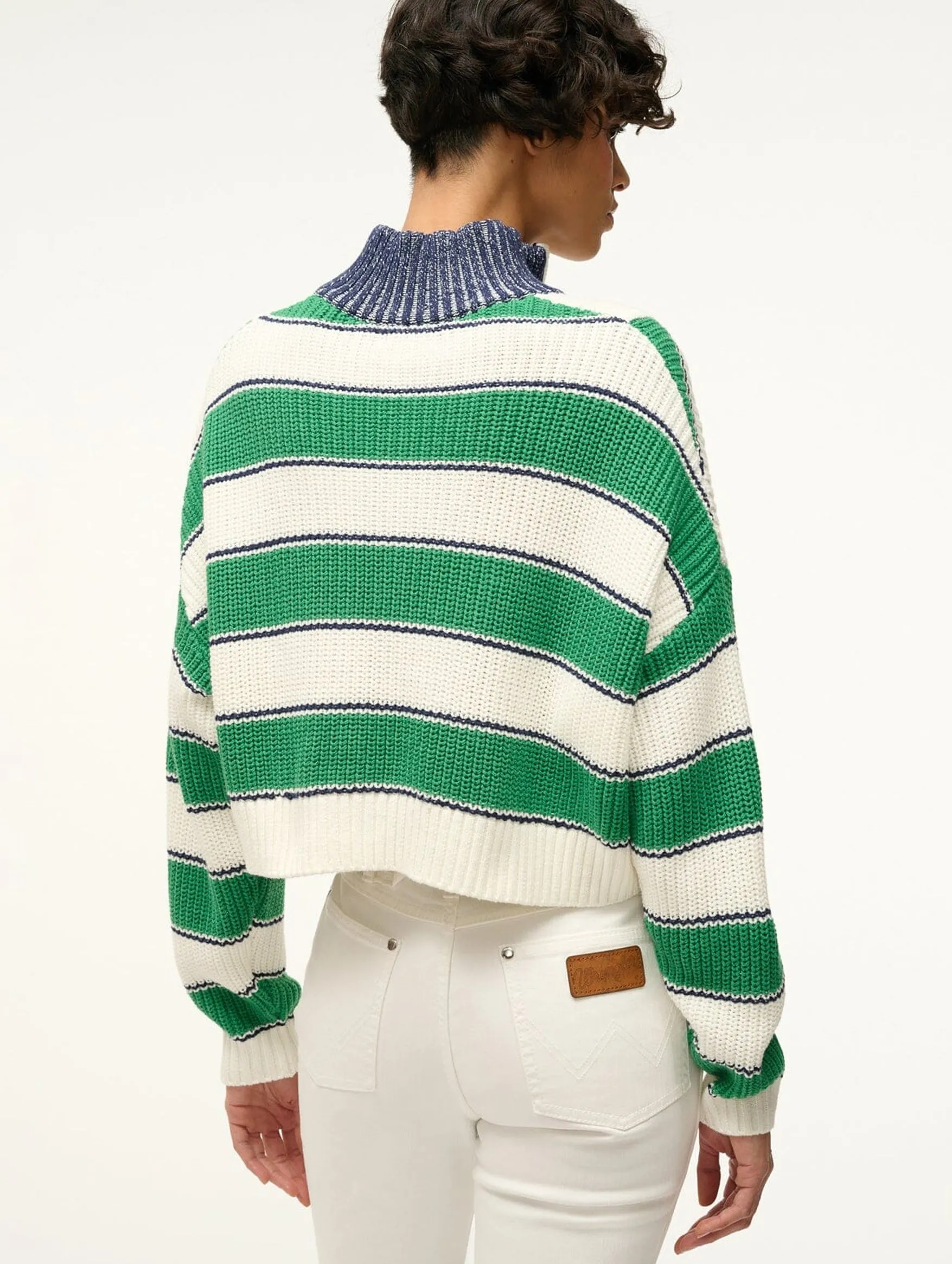 Cropped Hampton Sweater in Bungalow Stripe