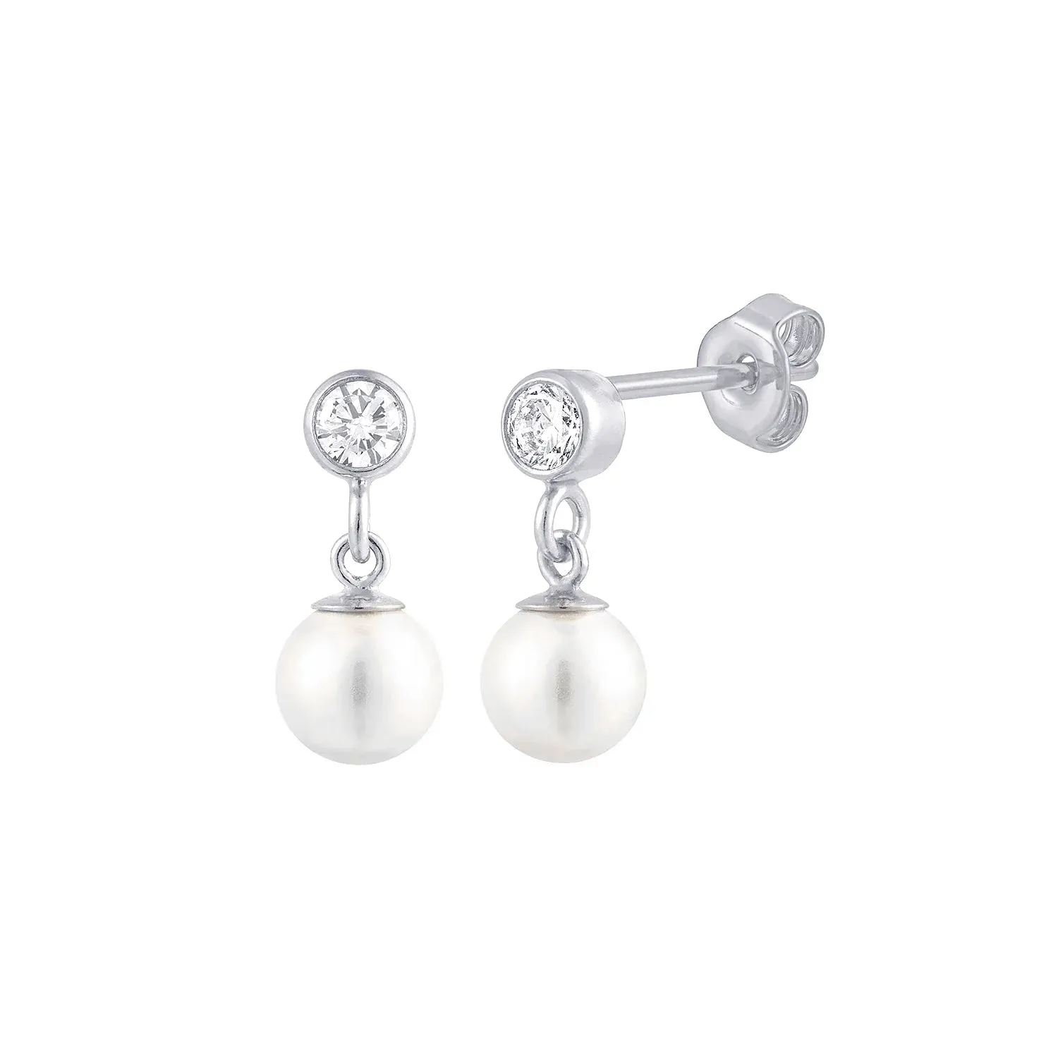 Dainty CZ Pearl Drop Earrings