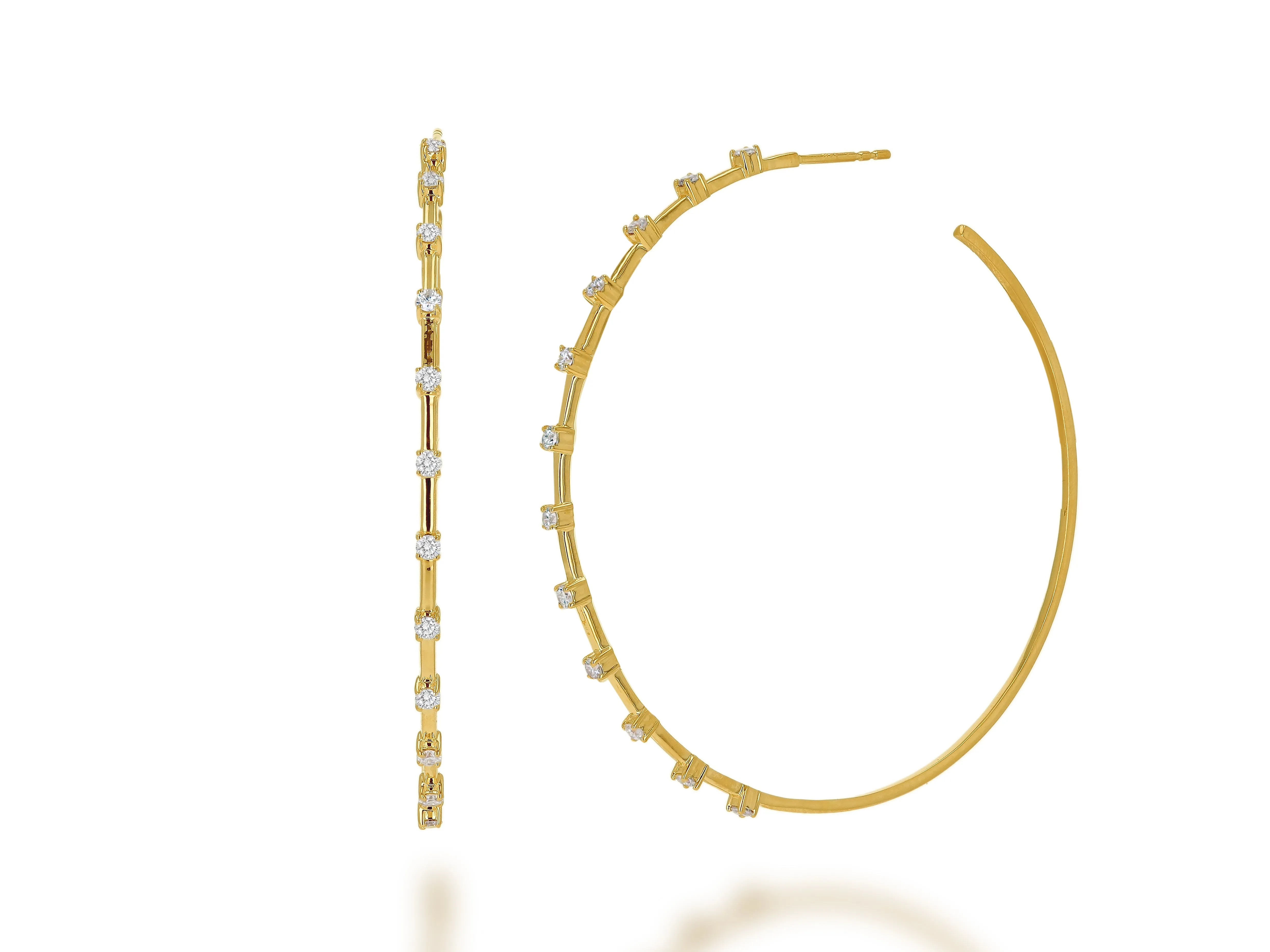 Diamond And Gold Hoop Earrings