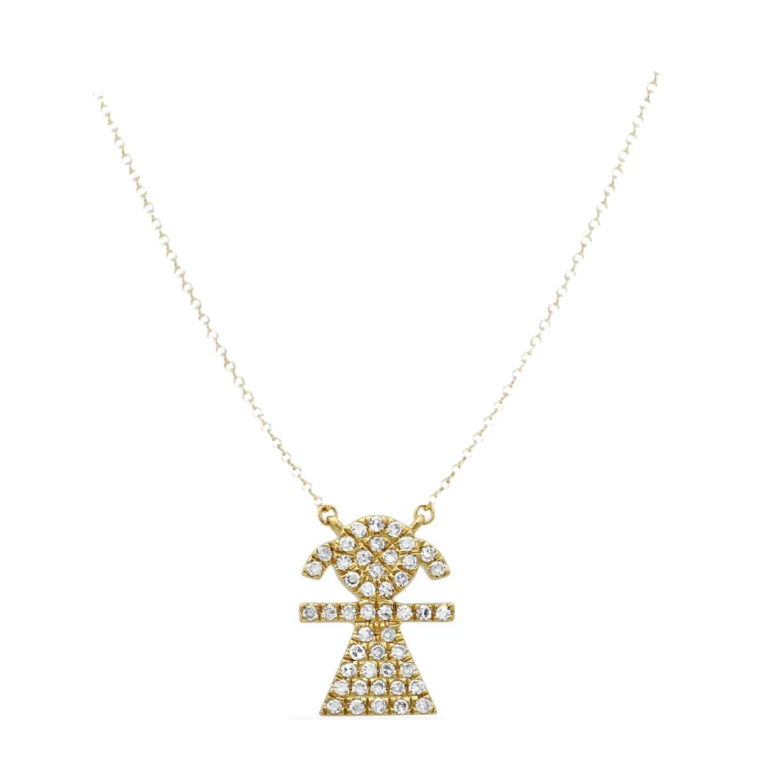 Diamond Pave Girl Necklace