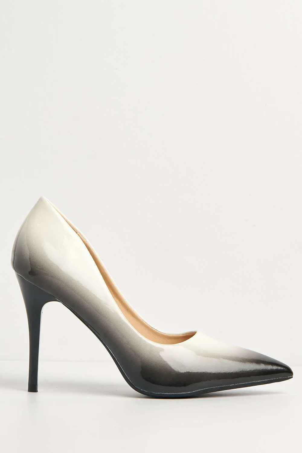 Dua Two Tone Pointed Toe Court Shoes in White