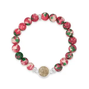 Dune Jewelry Round Beaded Bracelet - Rain Flower Jade