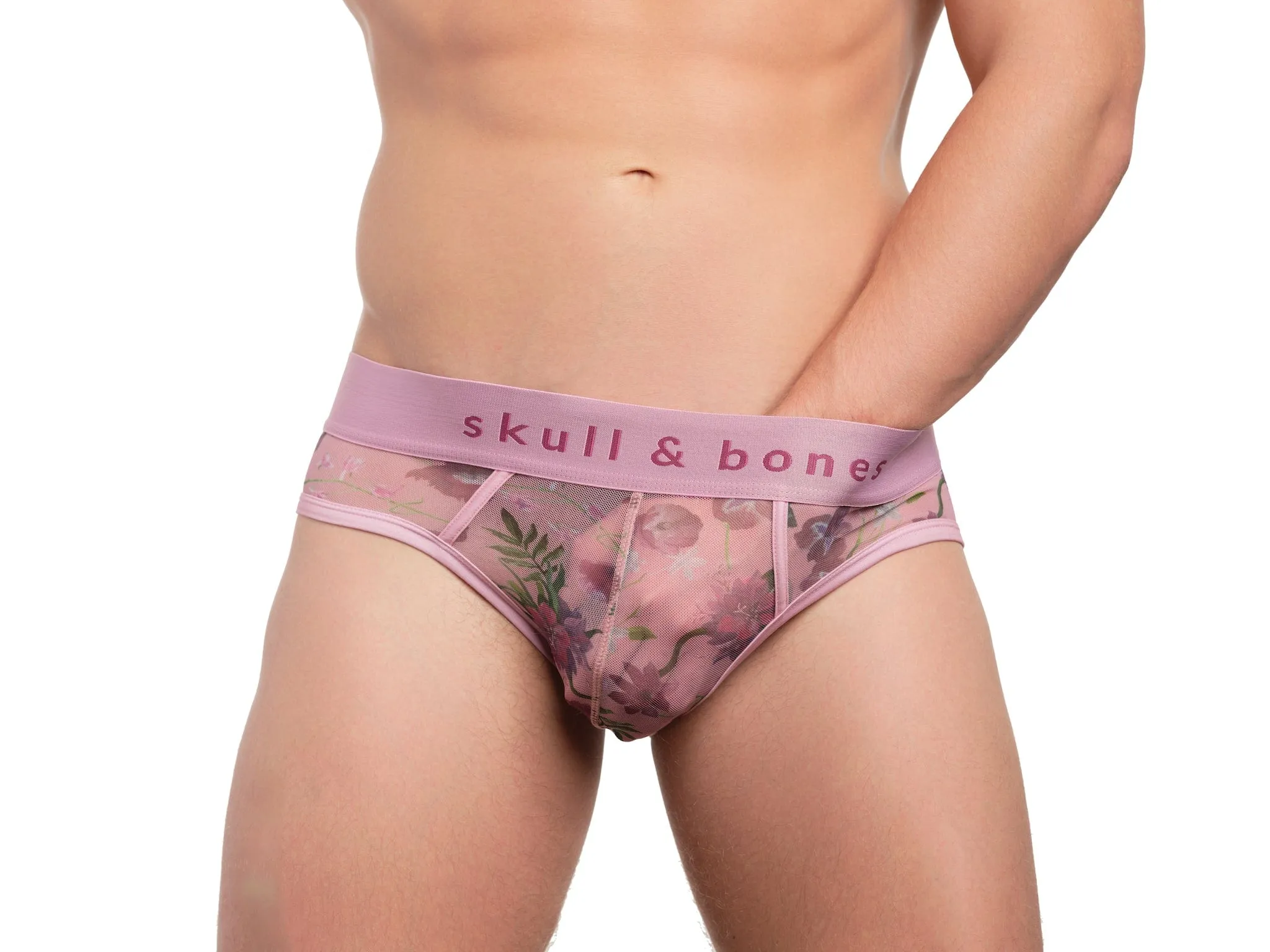 Dutch Floral Mesh Brief Pink