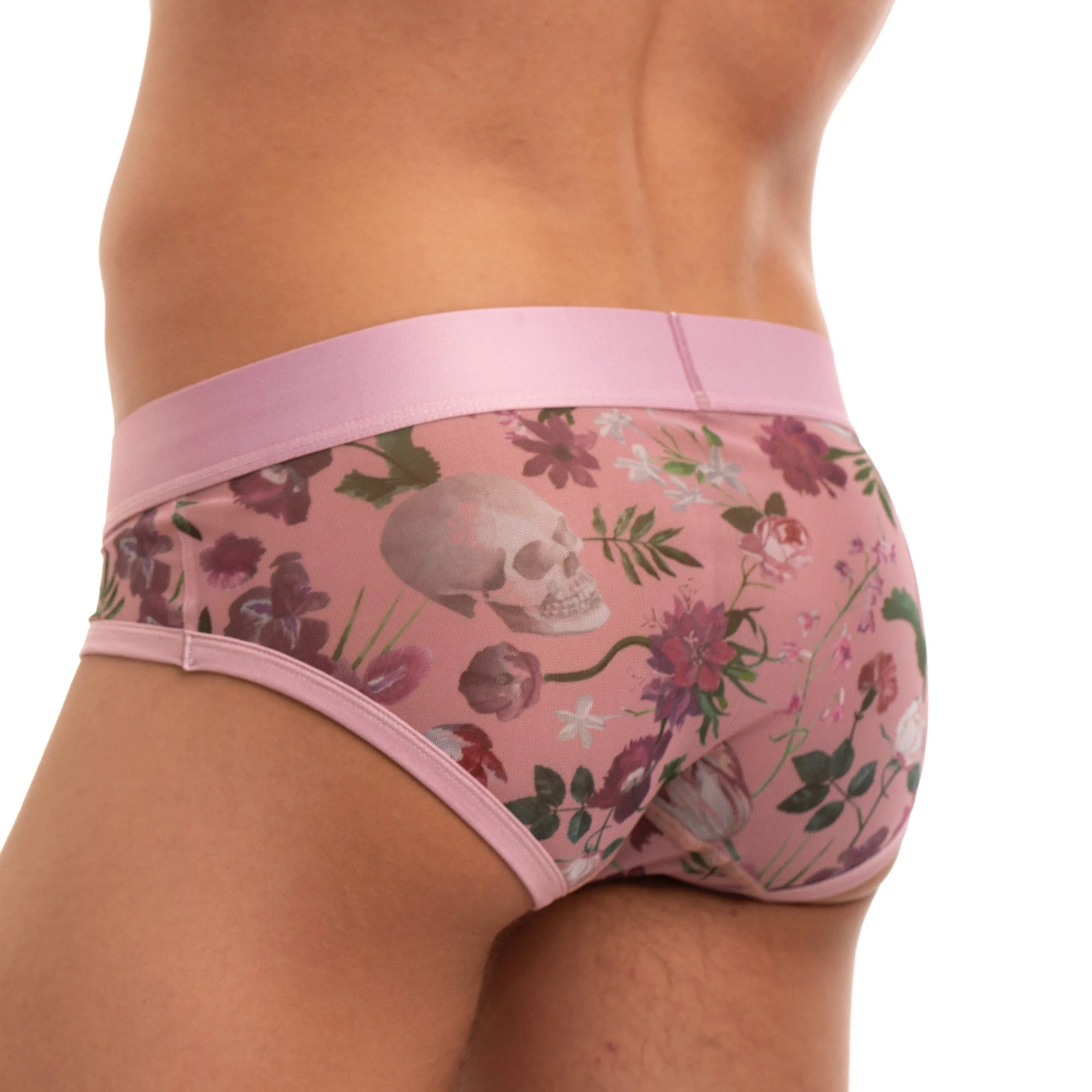 Dutch Floral Mesh Brief Pink