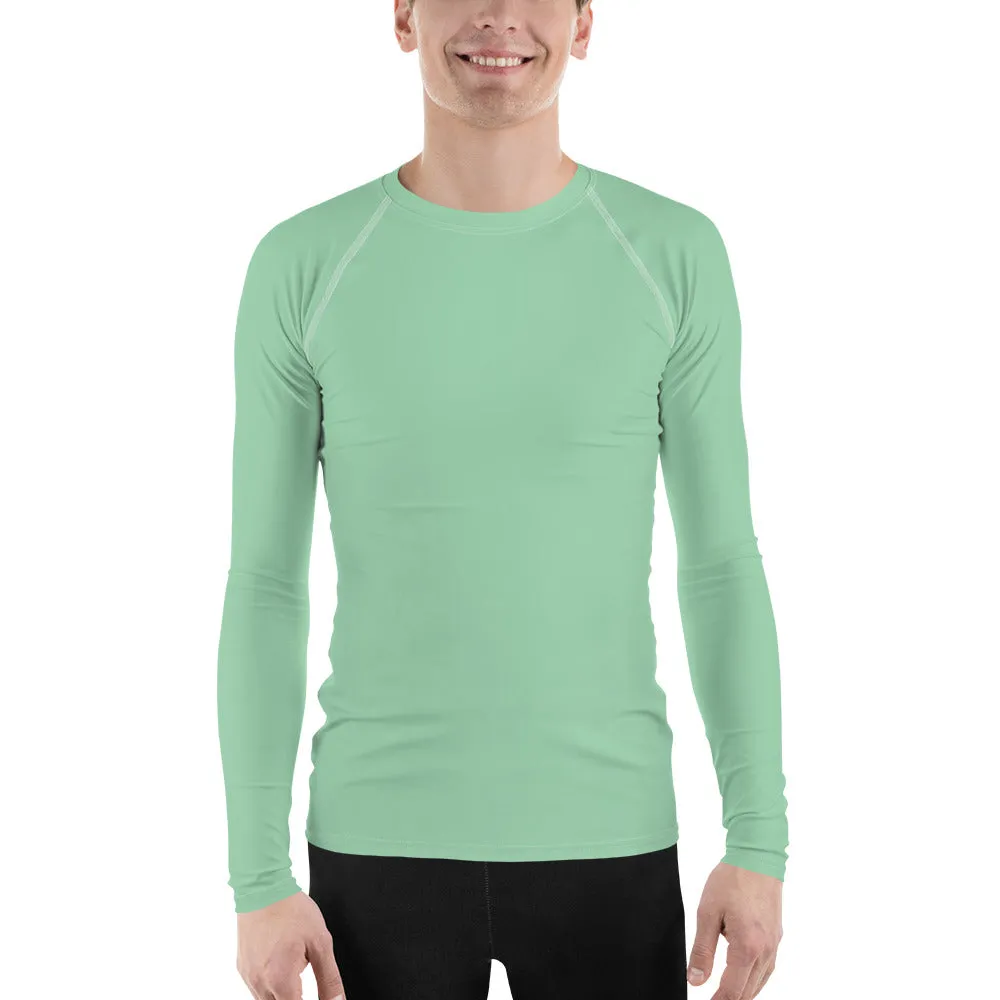 Easygoing Comfort: Men's Solid Color Long Sleeve Rash Guard - Vista Blue