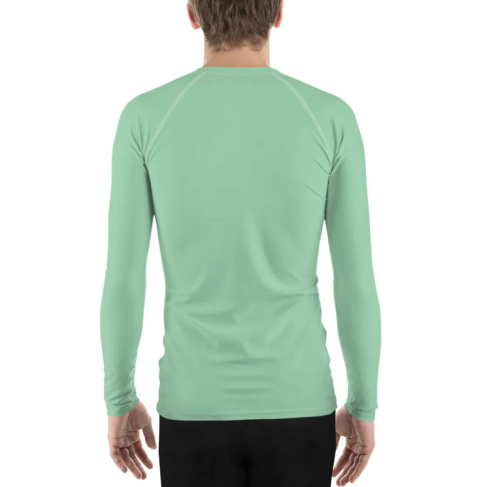 Easygoing Comfort: Men's Solid Color Long Sleeve Rash Guard - Vista Blue