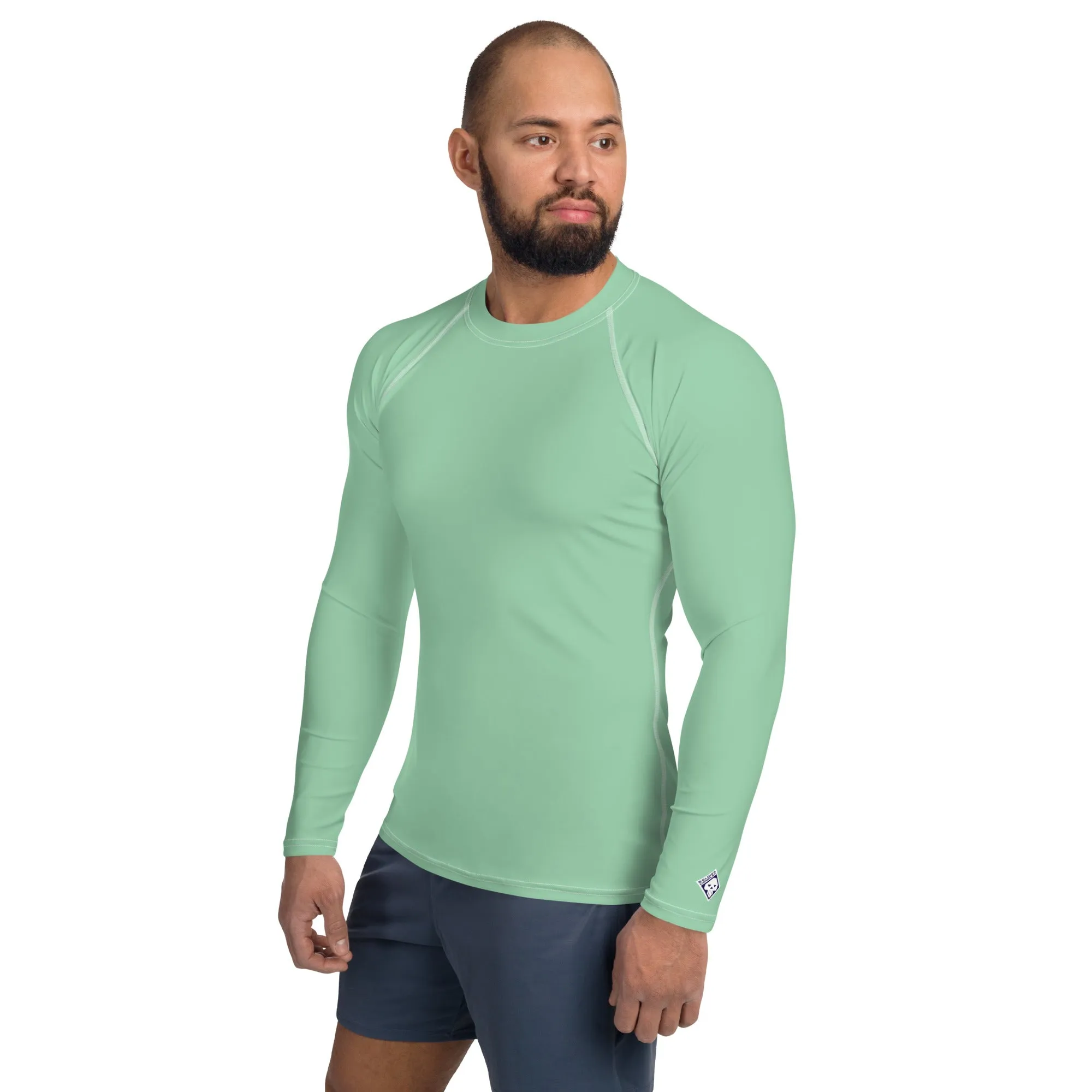 Easygoing Comfort: Men's Solid Color Long Sleeve Rash Guard - Vista Blue