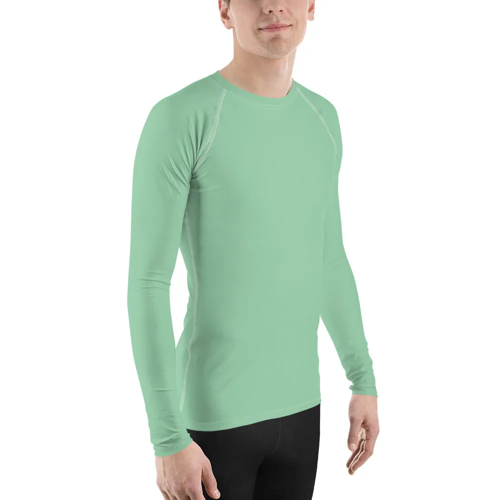 Easygoing Comfort: Men's Solid Color Long Sleeve Rash Guard - Vista Blue