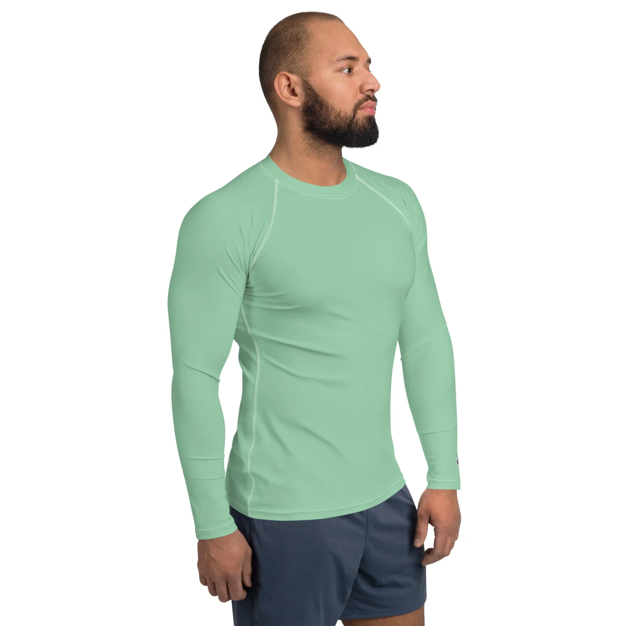 Easygoing Comfort: Men's Solid Color Long Sleeve Rash Guard - Vista Blue