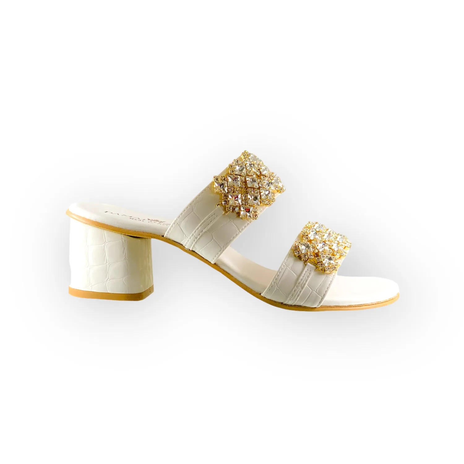 Eleonora White Heel Mules