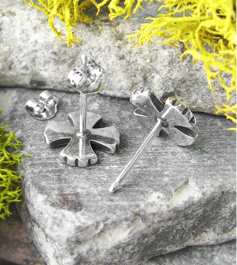 Equal-Armed Celtic Knight's Cross Stud Earrings