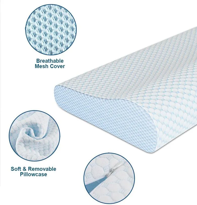 Ergonomic Contour Design Memory Foam Firm Ventilated Gel Foam Pillow for Side Sleepers