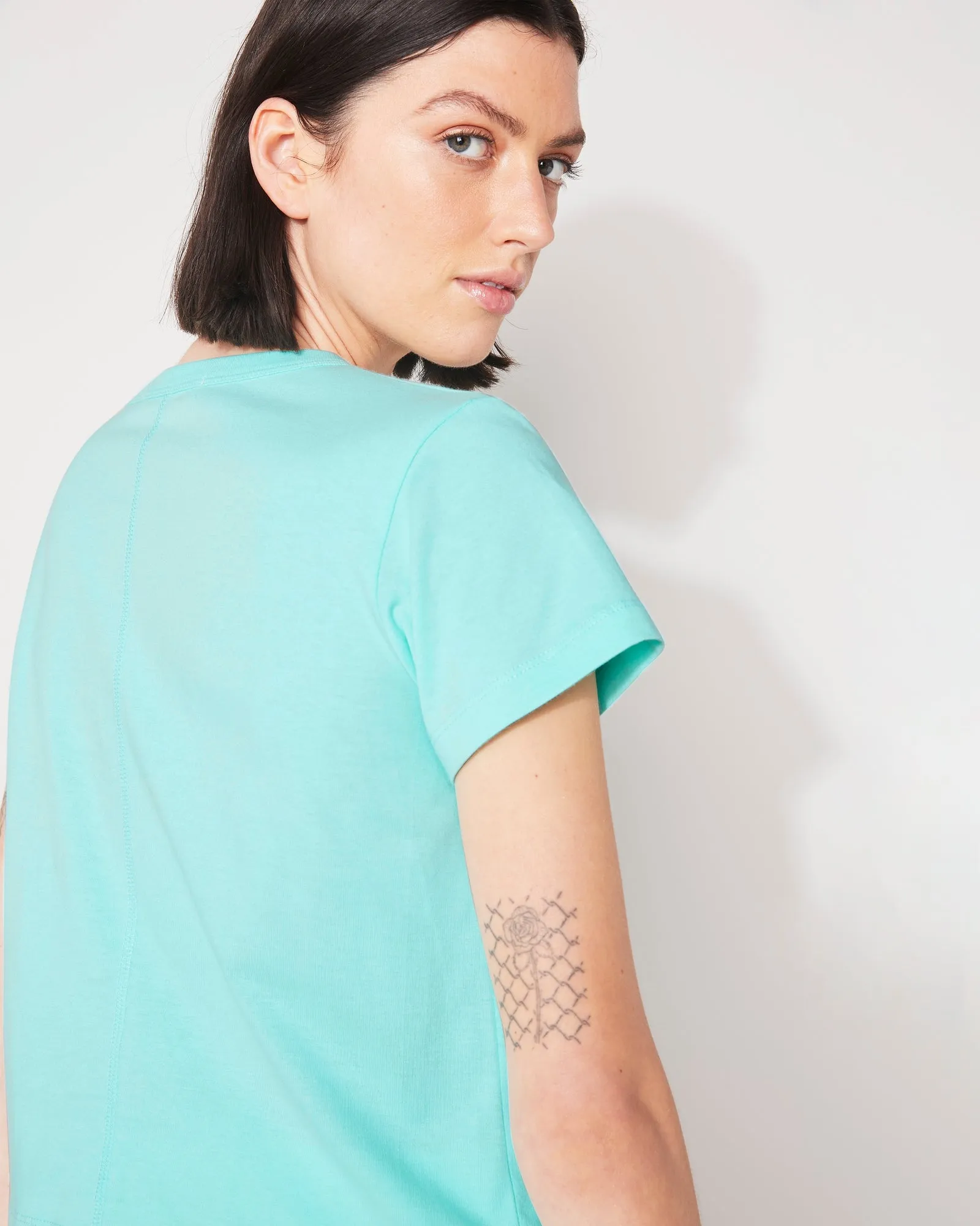 ESSENTIAL SHRUNKEN T-SHIRT - ARUBA BLUE