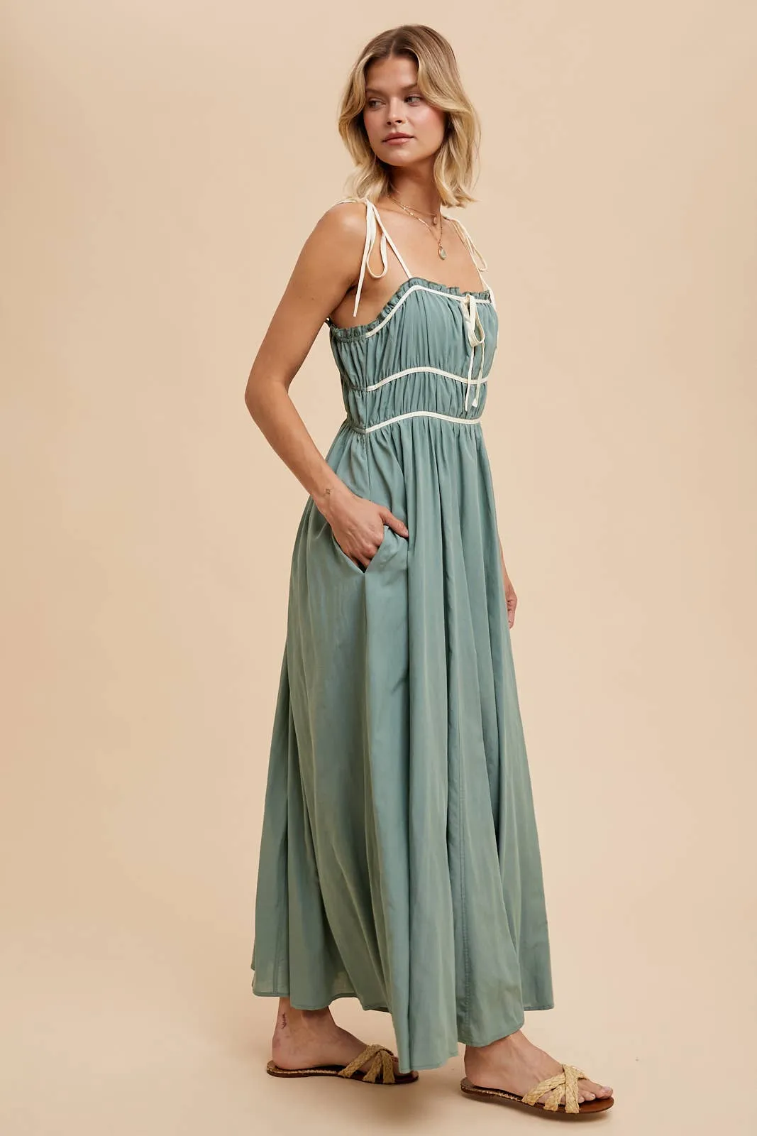 Eucalyptus Cotton Blend Maxi Dress