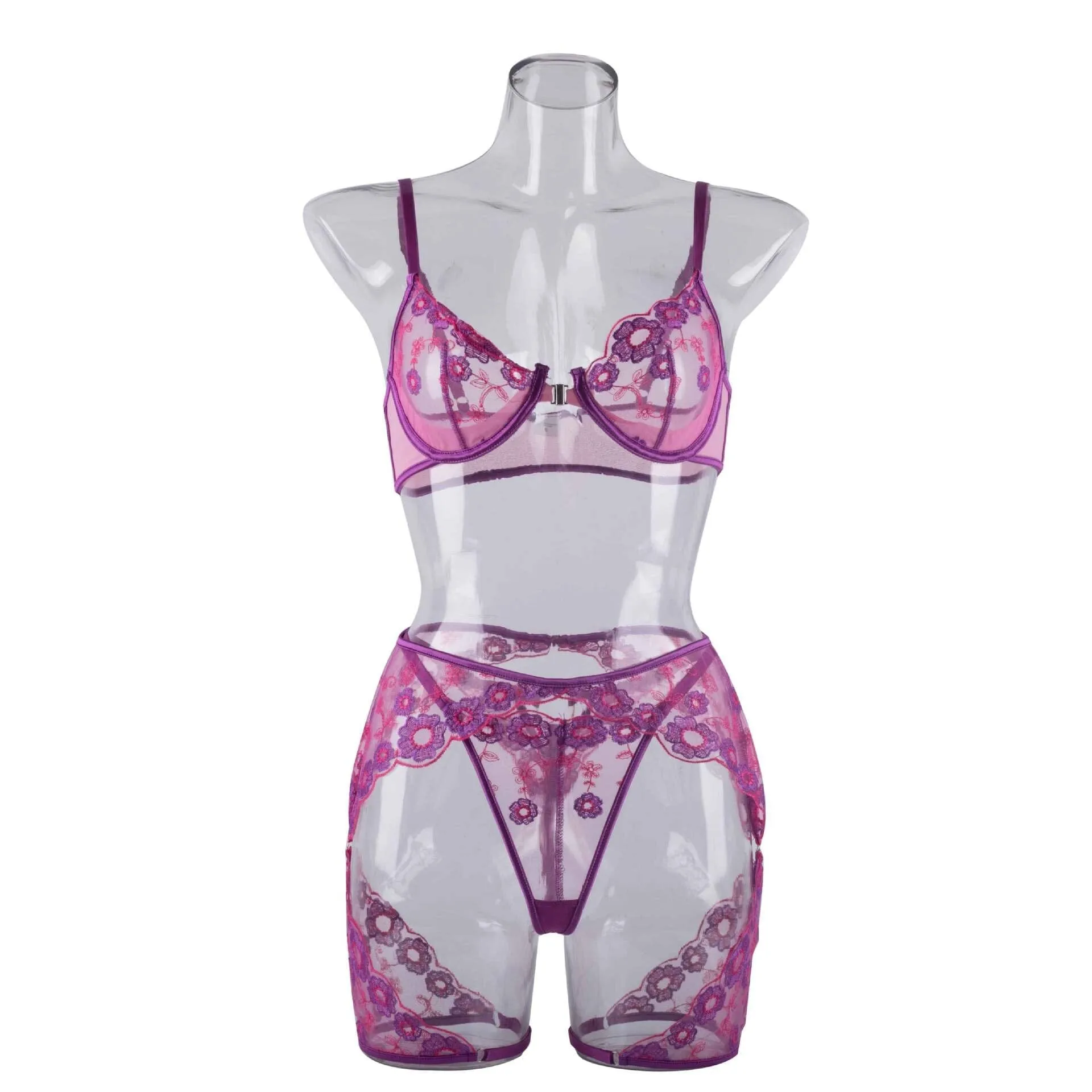 Exquisite Embroidery Lingerie Trio Set