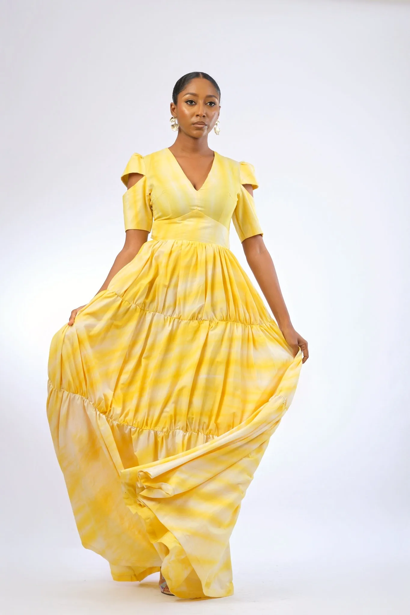 Faulah Maxi Dress - Yellow/White