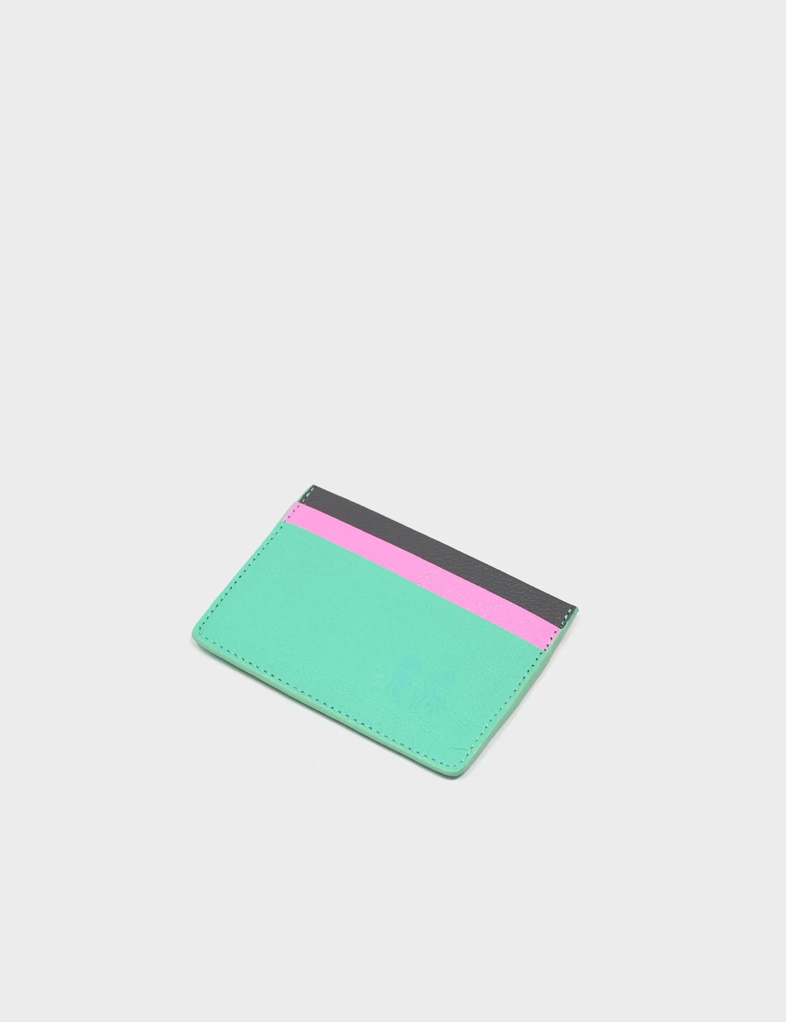 Filium Biscay Green Leather Cardholder - Colorblock